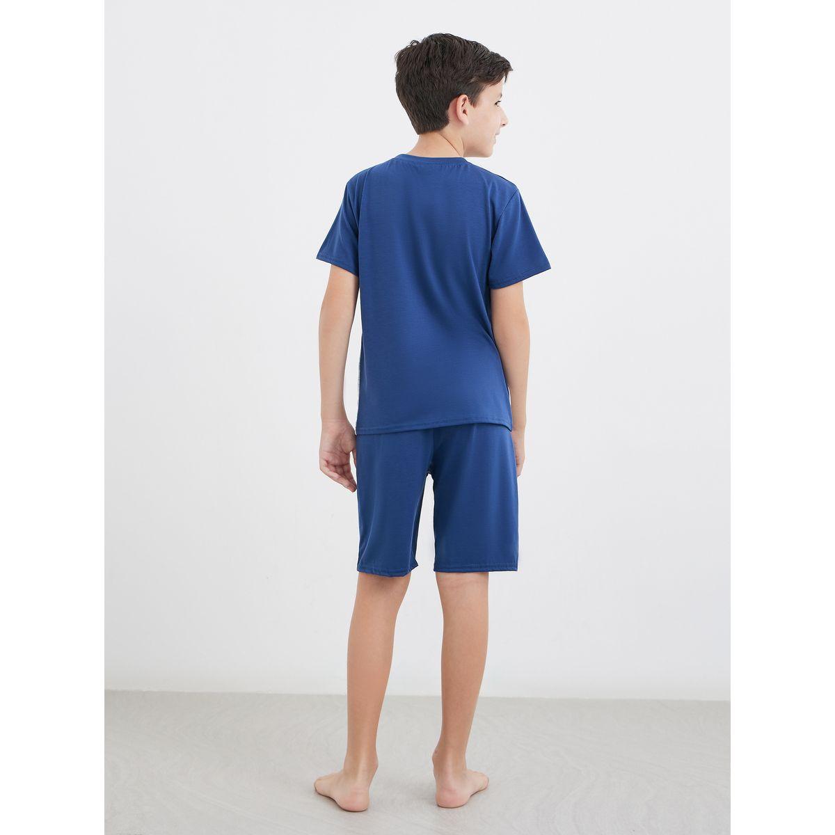 Styli Color Block Print T-Shirt and Shorts Set-boys-clothing-nightwear-image-4