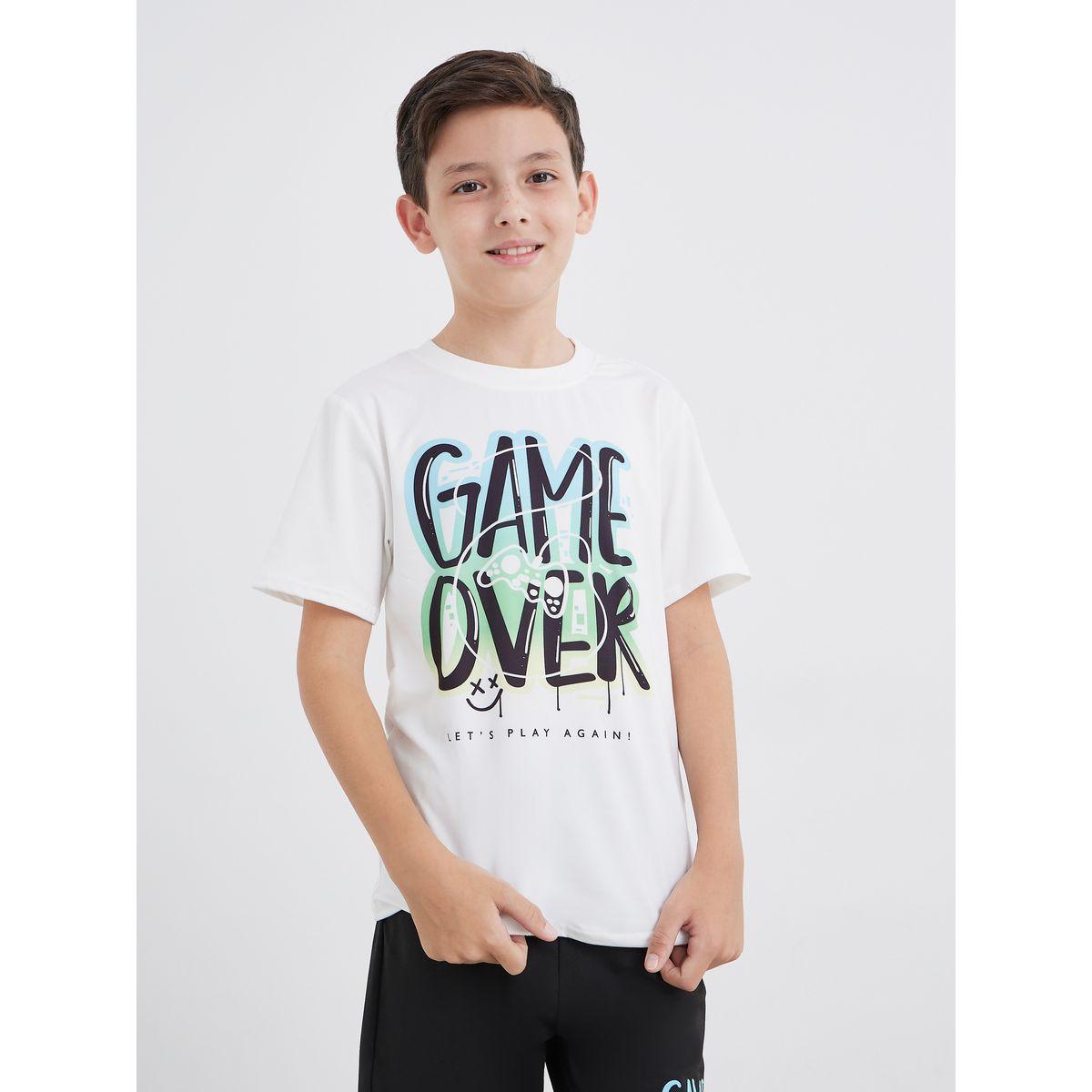 Styli Slogan Print T-Shirt and Shorts Set-boys-clothing-nightwear-image-2