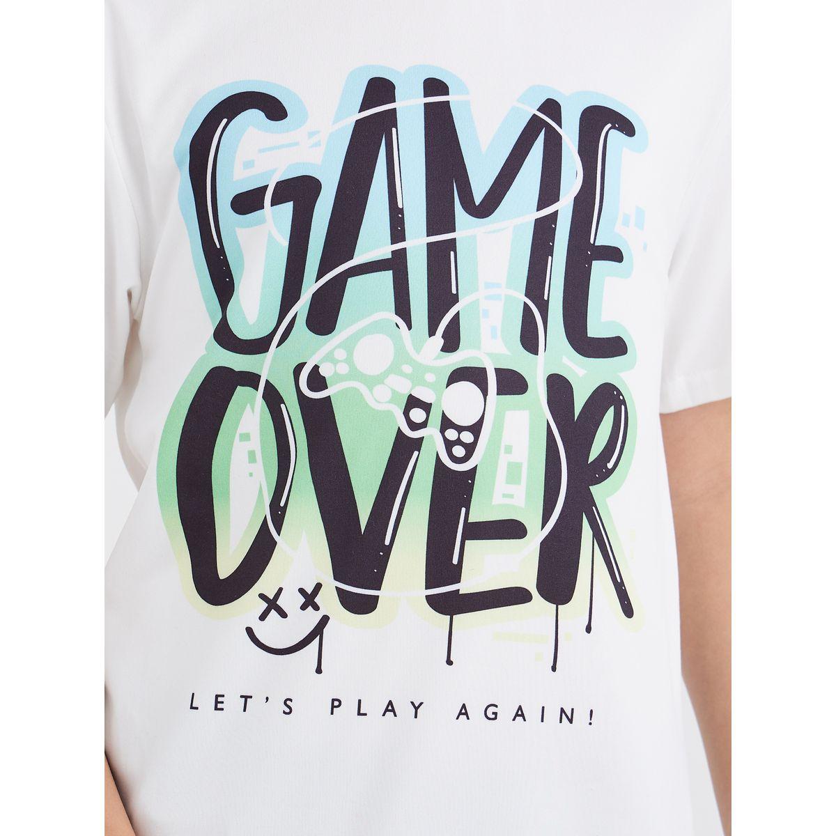 Styli Slogan Print T-Shirt and Shorts Set-boys-clothing-nightwear-image-3