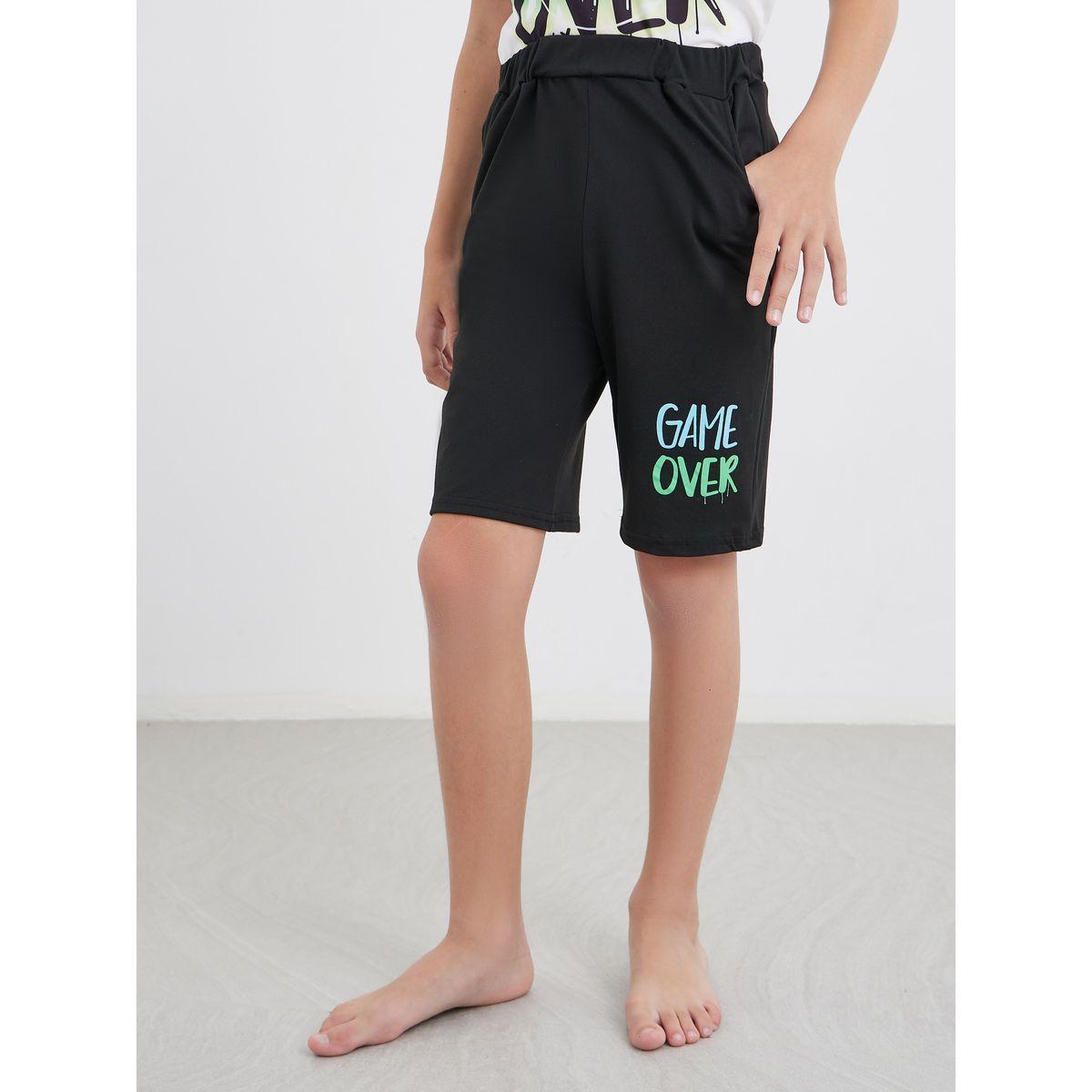 Styli Slogan Print T-Shirt and Shorts Set-boys-clothing-nightwear-image-5