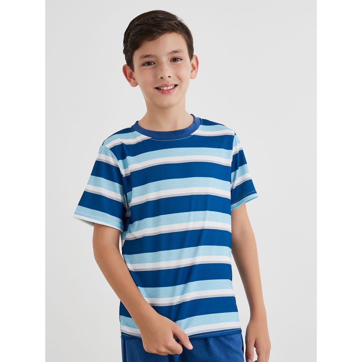 Styli Striped T-Shirt and Printed Joggers Set-boys-clothing-nightwear-image-2