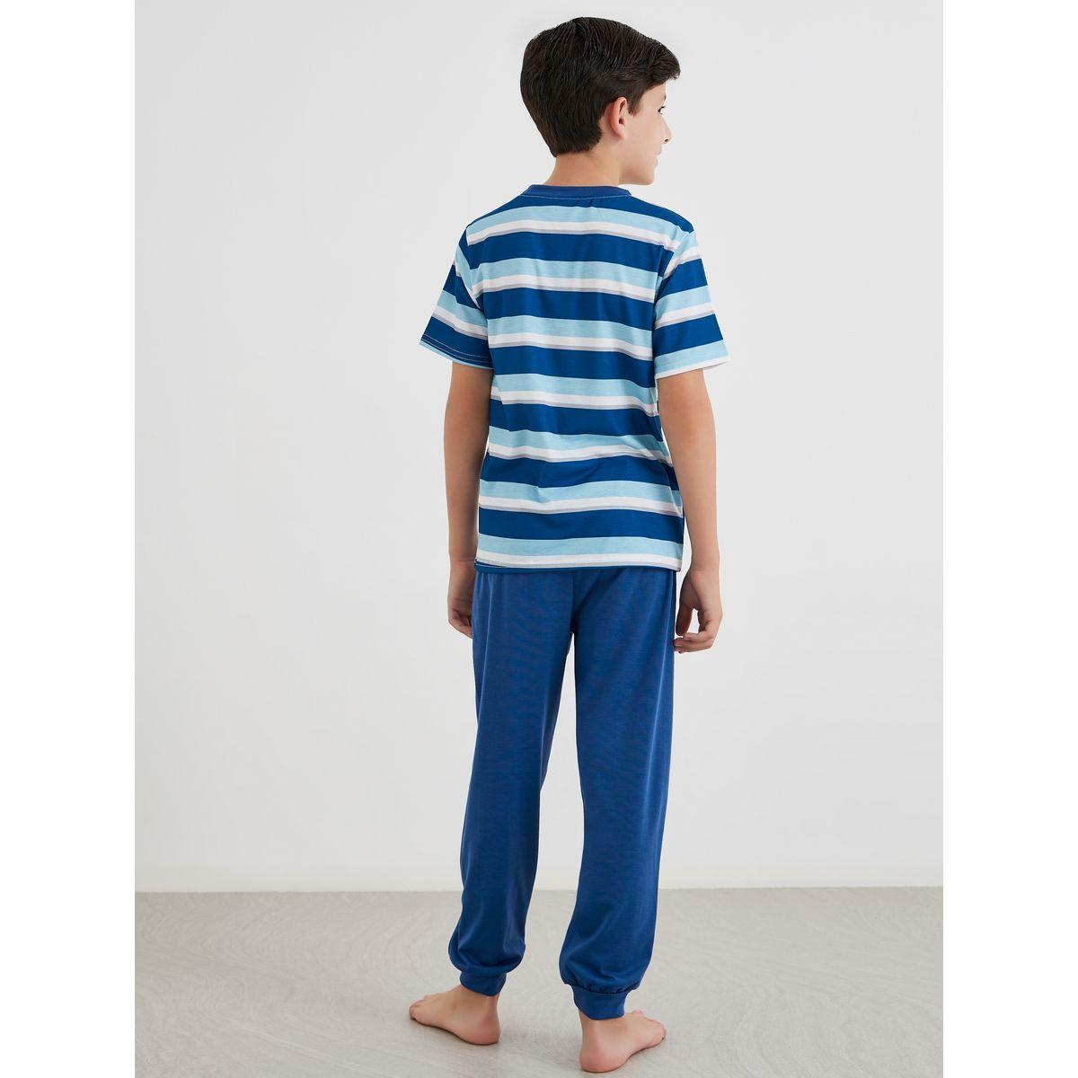 Styli Striped T-Shirt and Printed Joggers Set-boys-clothing-nightwear-image-4