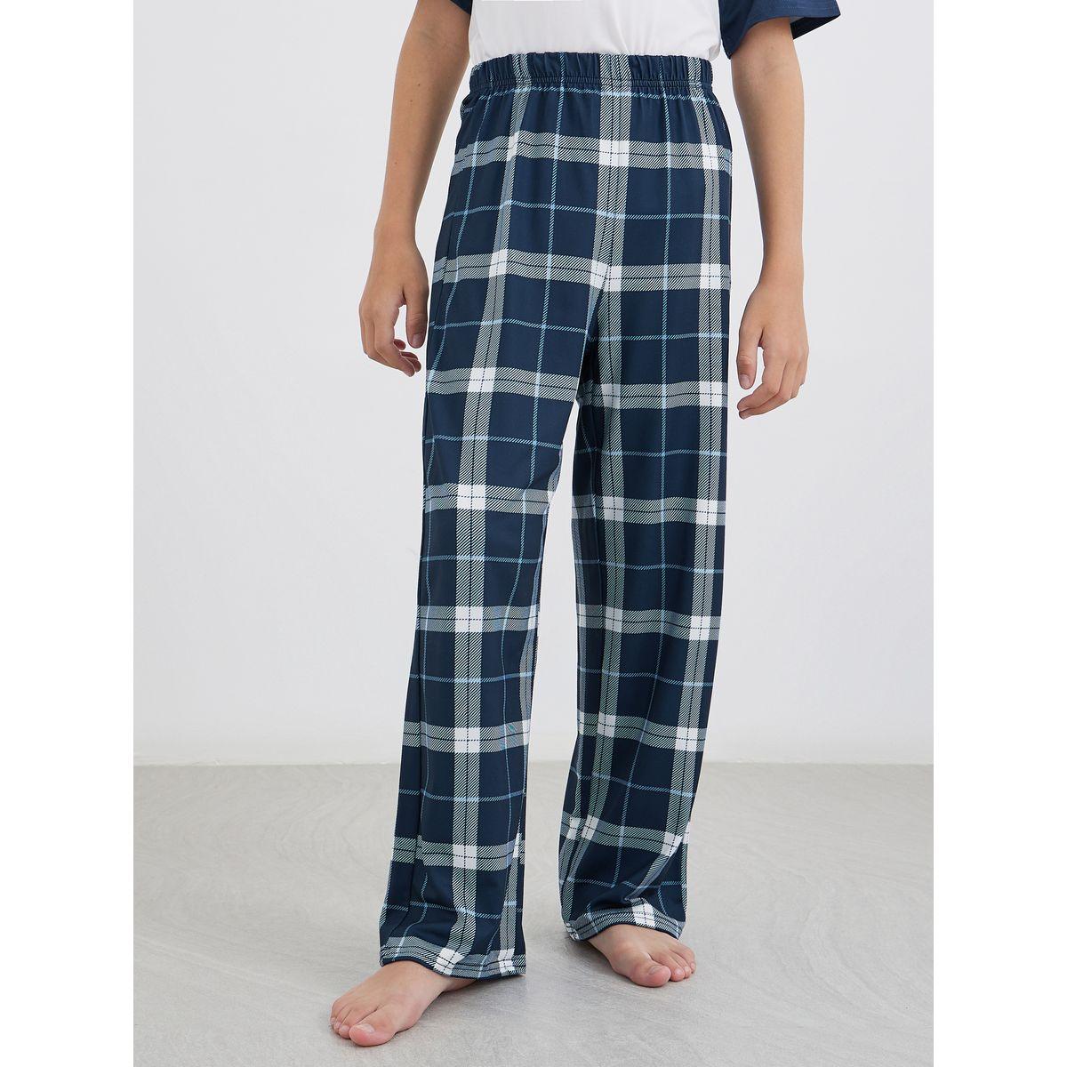 Styli Printed Raglan Sleeve T-Shirt and Check Pyjama Set-boys-clothing-nightwear-image-6