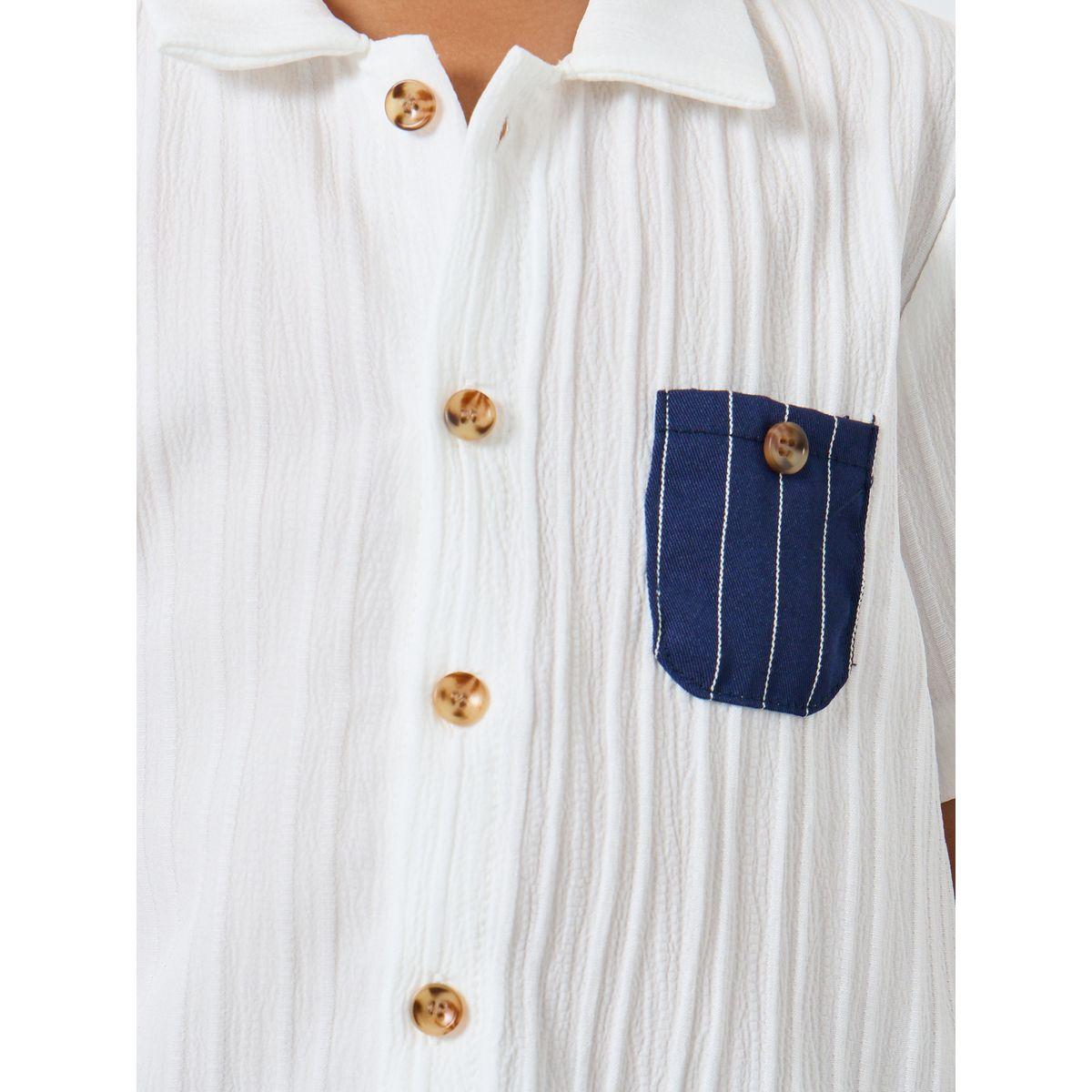 Styli Textured Shirt and Striped Shorts Set-boys-clothing-setsandcoords-image-3
