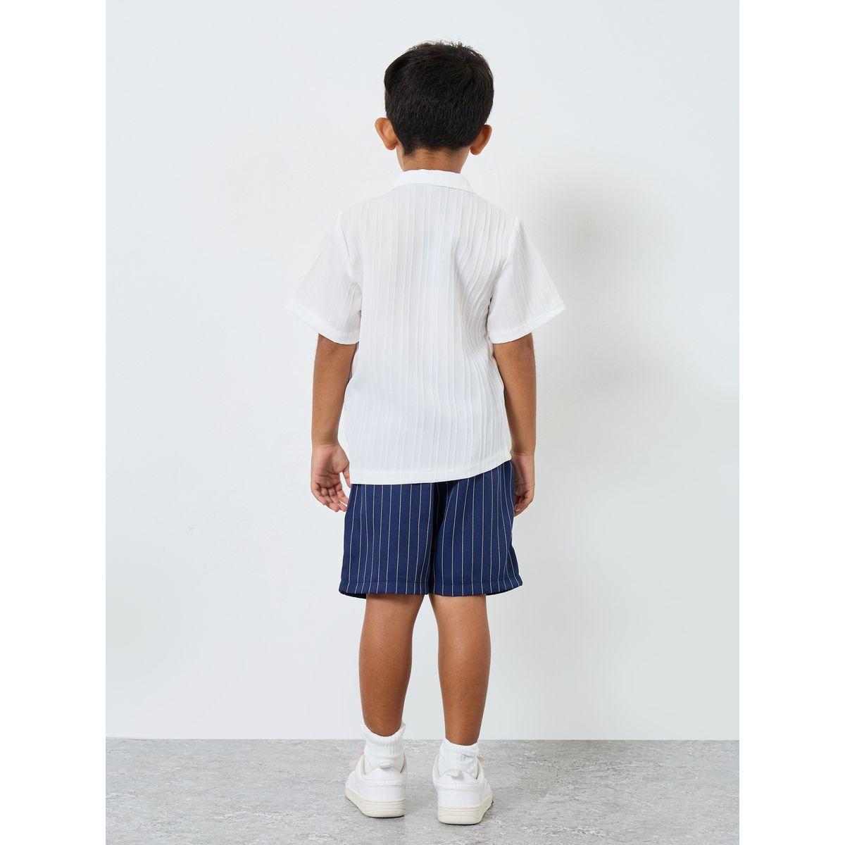 Styli Textured Shirt and Striped Shorts Set-boys-clothing-setsandcoords-image-4