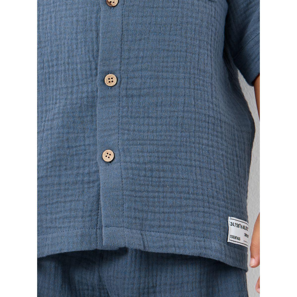 مجموعة من شورت وقميص سادة بجيب على الصدر-boys-clothing-setsandcoords-image-3