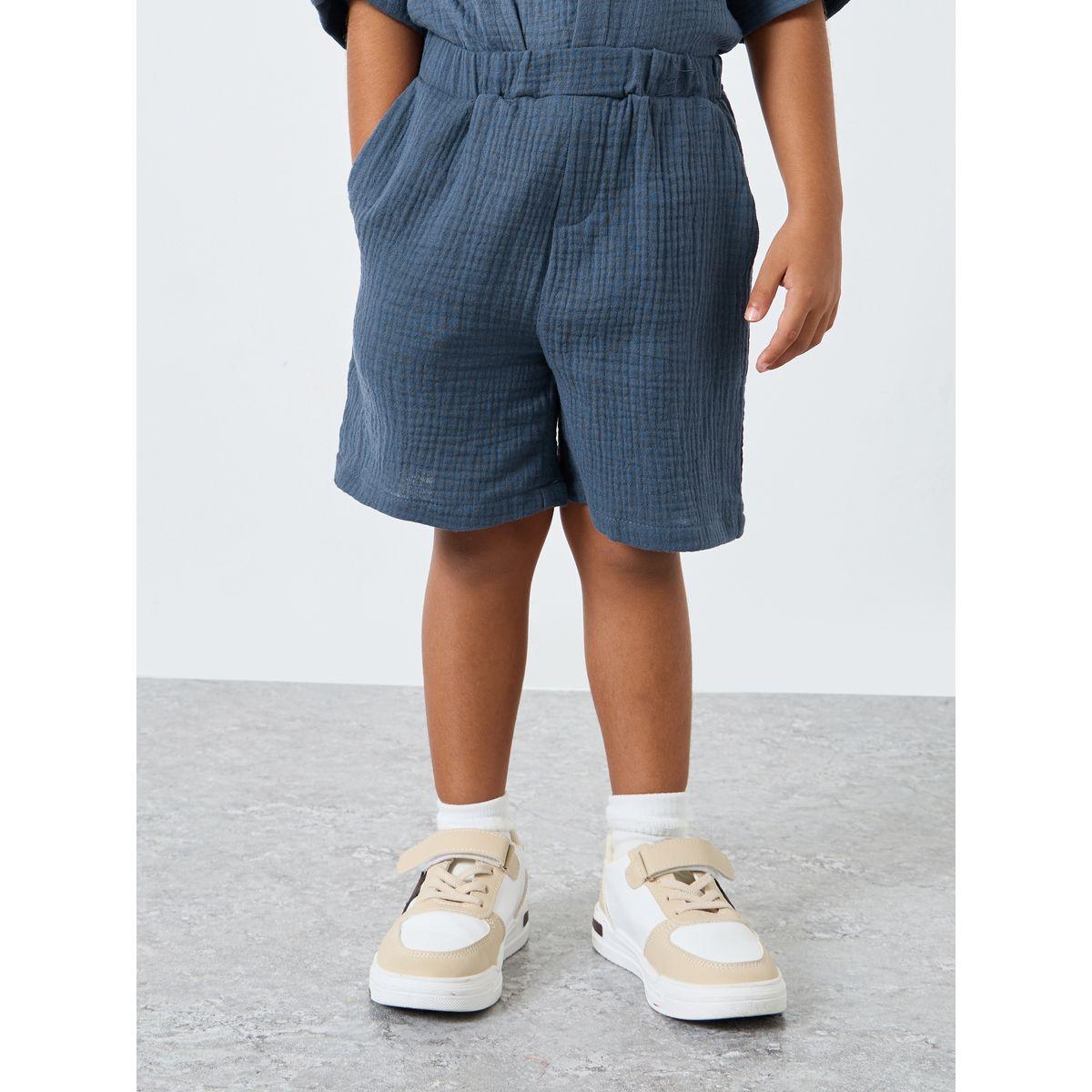 Styli Double Gauze Plain Shirt and Shorts Set-boys-clothing-setsandcoords-image-5