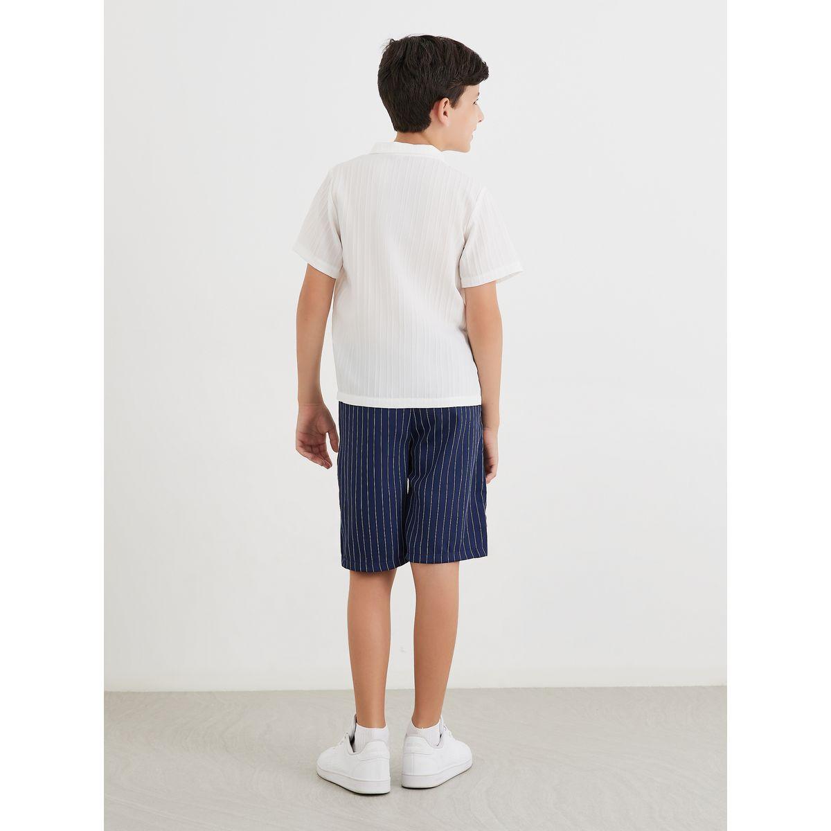 طقم منسق من شورت وقميص بتفاصيل بارزة الملمس-boys-clothing-setsandcoords-image-5