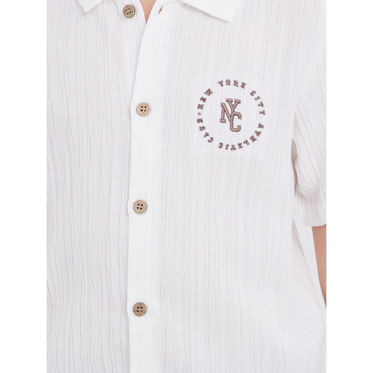 Styli Embroidery Detail Textured Shirt and Shorts Set-boys-clothing-setsandcoords-image-3