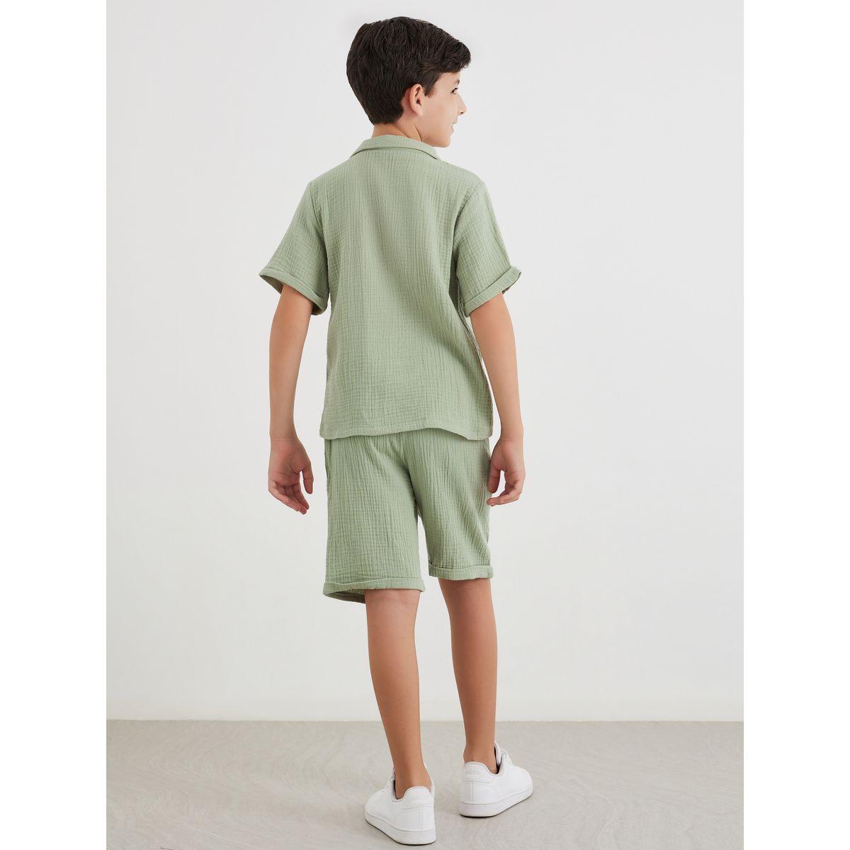طقم منسق من شورت وقميص سادة-boys-clothing-setsandcoords-image-5