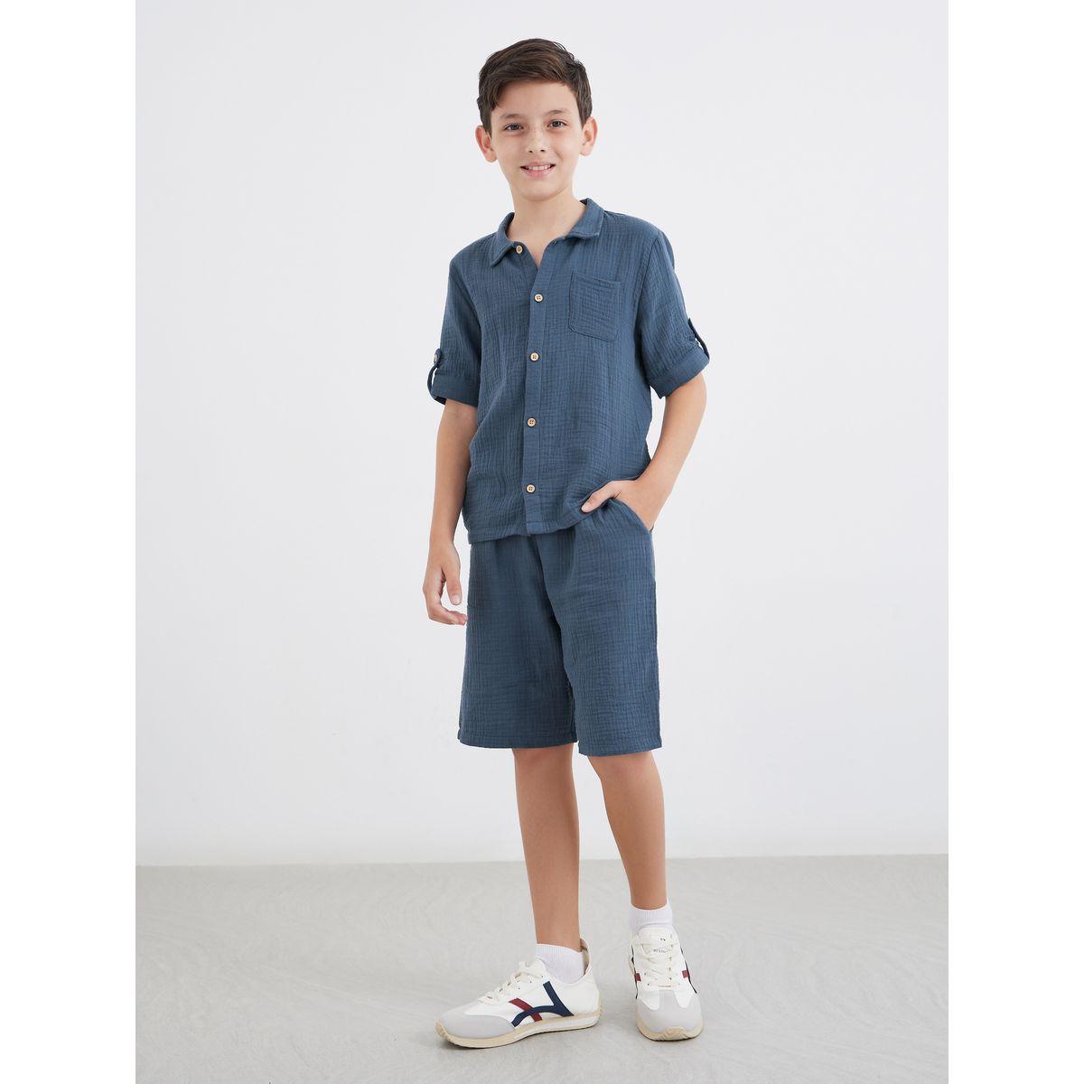 طقم منسق من شورت وقميص سادة-boys-clothing-setsandcoords-image-1