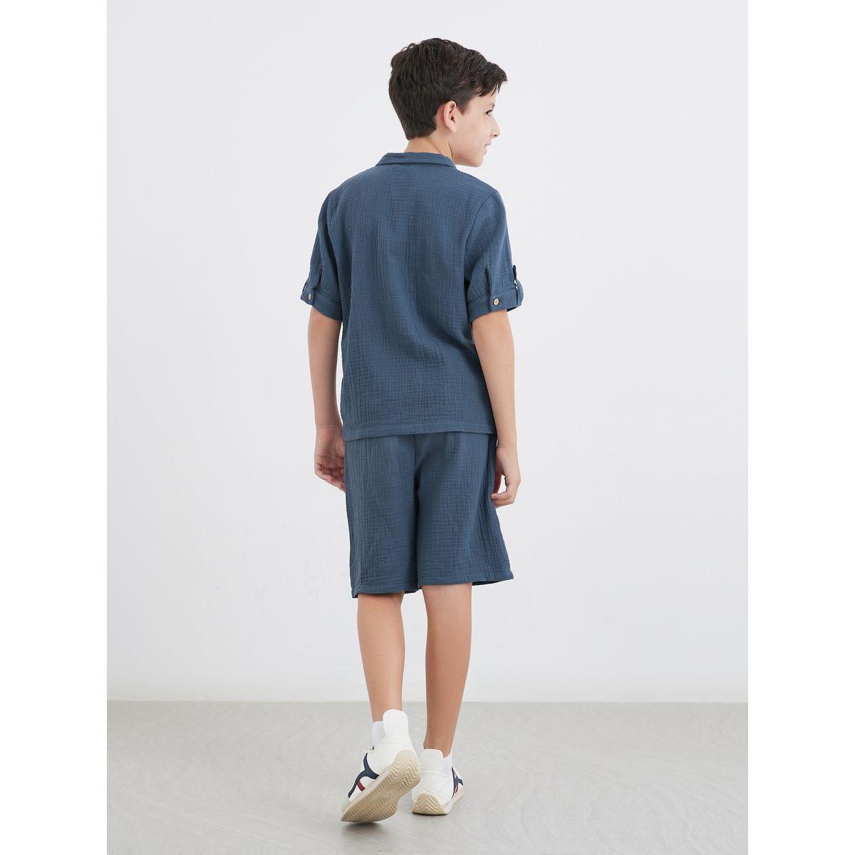 طقم منسق من شورت وقميص سادة-boys-clothing-setsandcoords-image-4