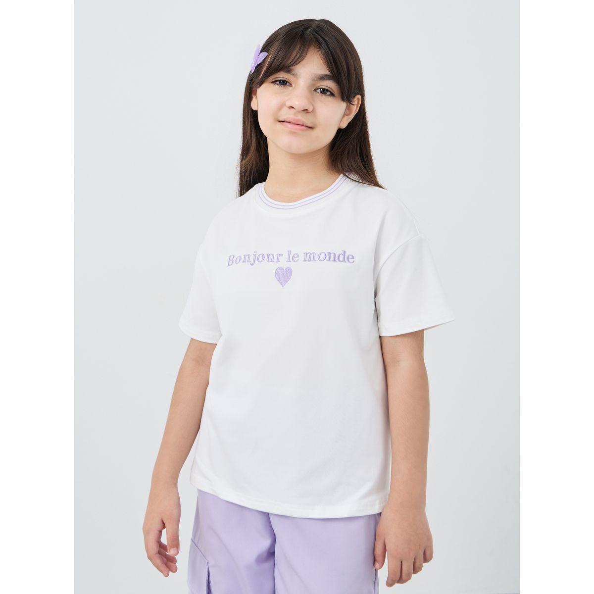 Styli Text Embroidered T-Shirt and Cargo Pants Set-girls-clothing-setsandcoords-image-2