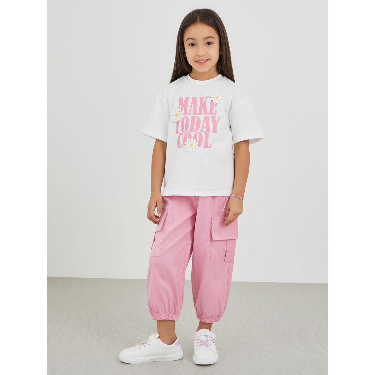 Styli Graphic Print T-Shirt and Cargo Pants Set-girls-clothing-setsandcoords-image-1