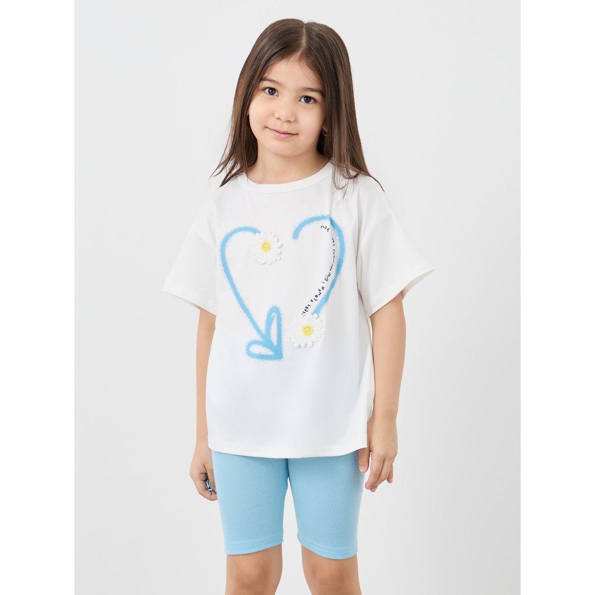 Styli Heart Graphic Oversized T-Shirt and Shorts Set-girls-clothing-setsandcoords-image-2