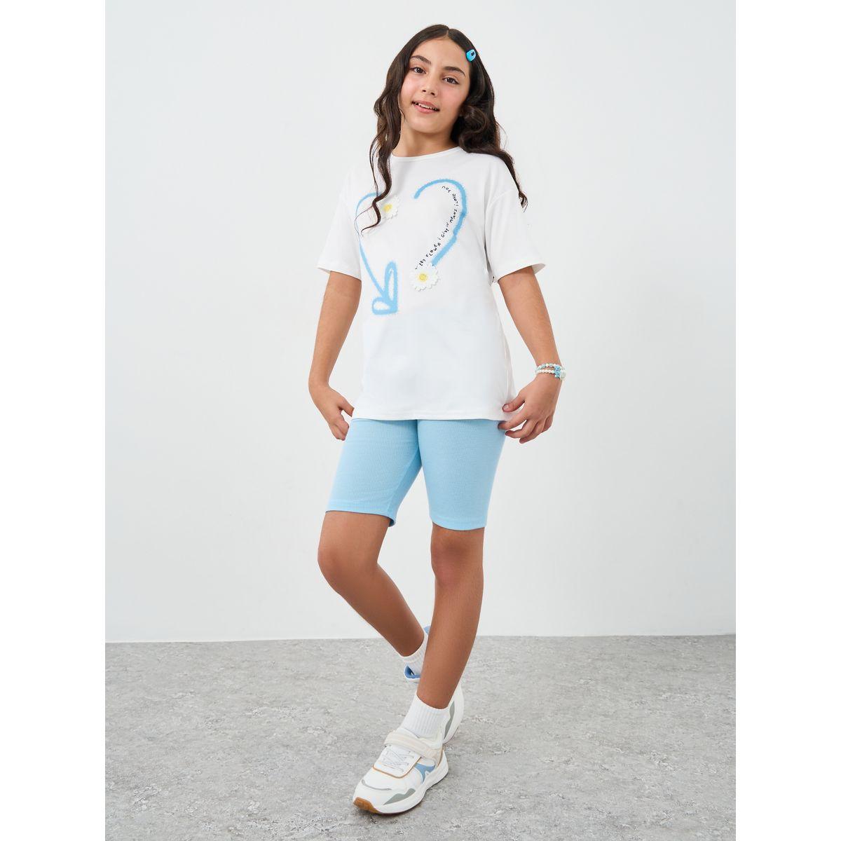 Styli Heart Graphic Oversized T-Shirt and Shorts Set-girls-clothing-setsandcoords-image-2