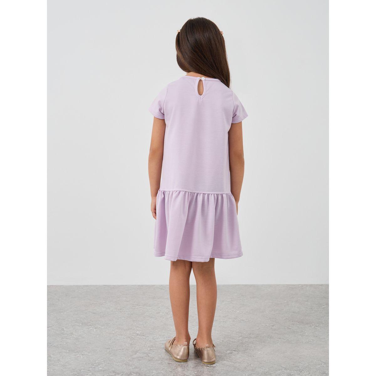 فستان بطول الركبة سادة مع خصر منخفض-girls-clothing-dressesandjumpsuits-image-4