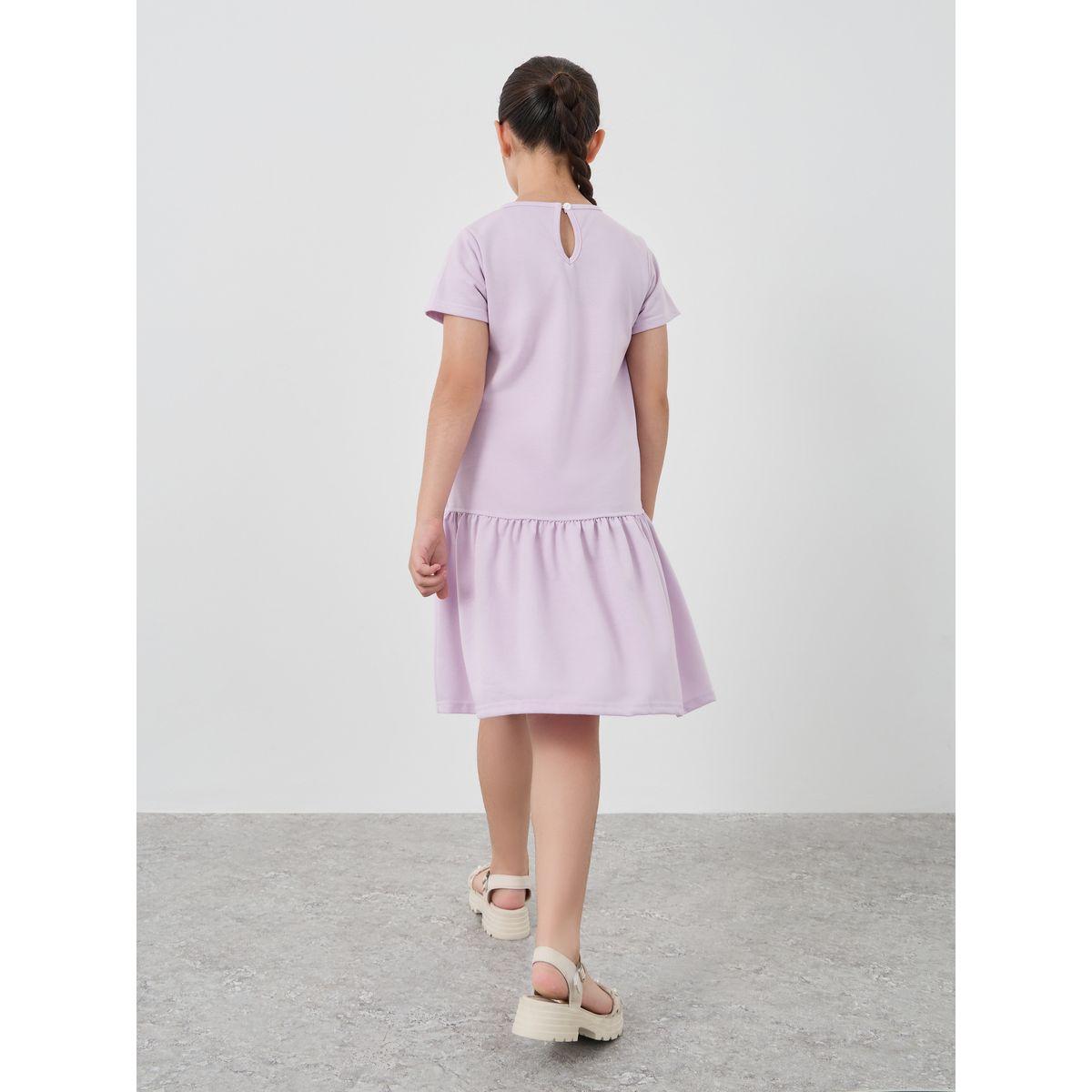 Styli Solid Drop Waist Knee-Length Dress-girls-clothing-dressesandjumpsuits-image-4