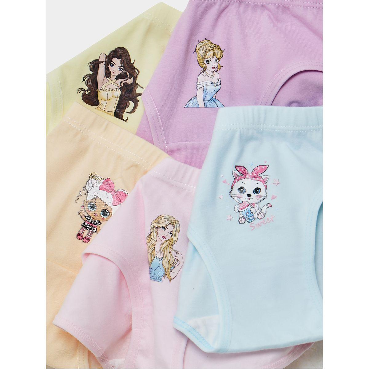 Styli Pack of 5 - Printed Elastic Waist Brief-girls-clothing-innerwear-image-7