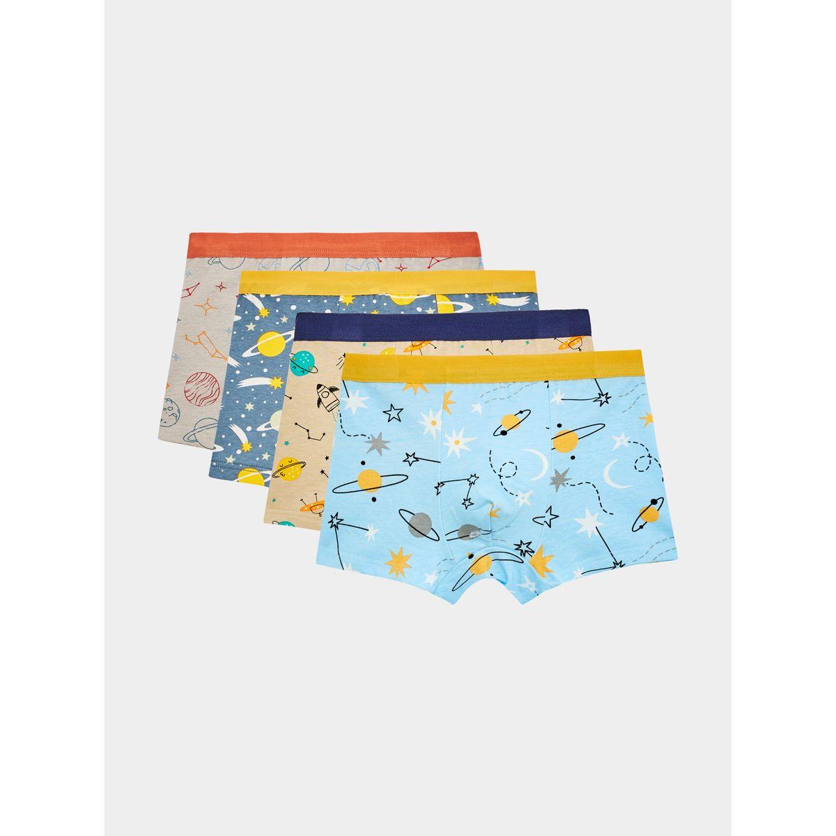 مجموعة من 4 سروايل داخلية بطبعات وخصر مُتباين-boys-clothing-innerwear-image-1