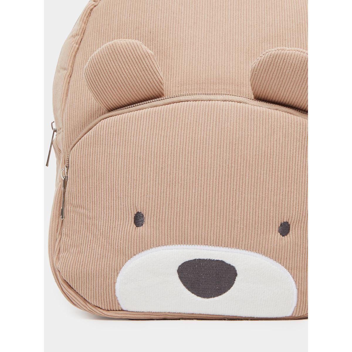 Styli Boys Beige Corduroy Bear Backpack 24x31x10cm-school-bagsandbackpacks-backpacks-image-3