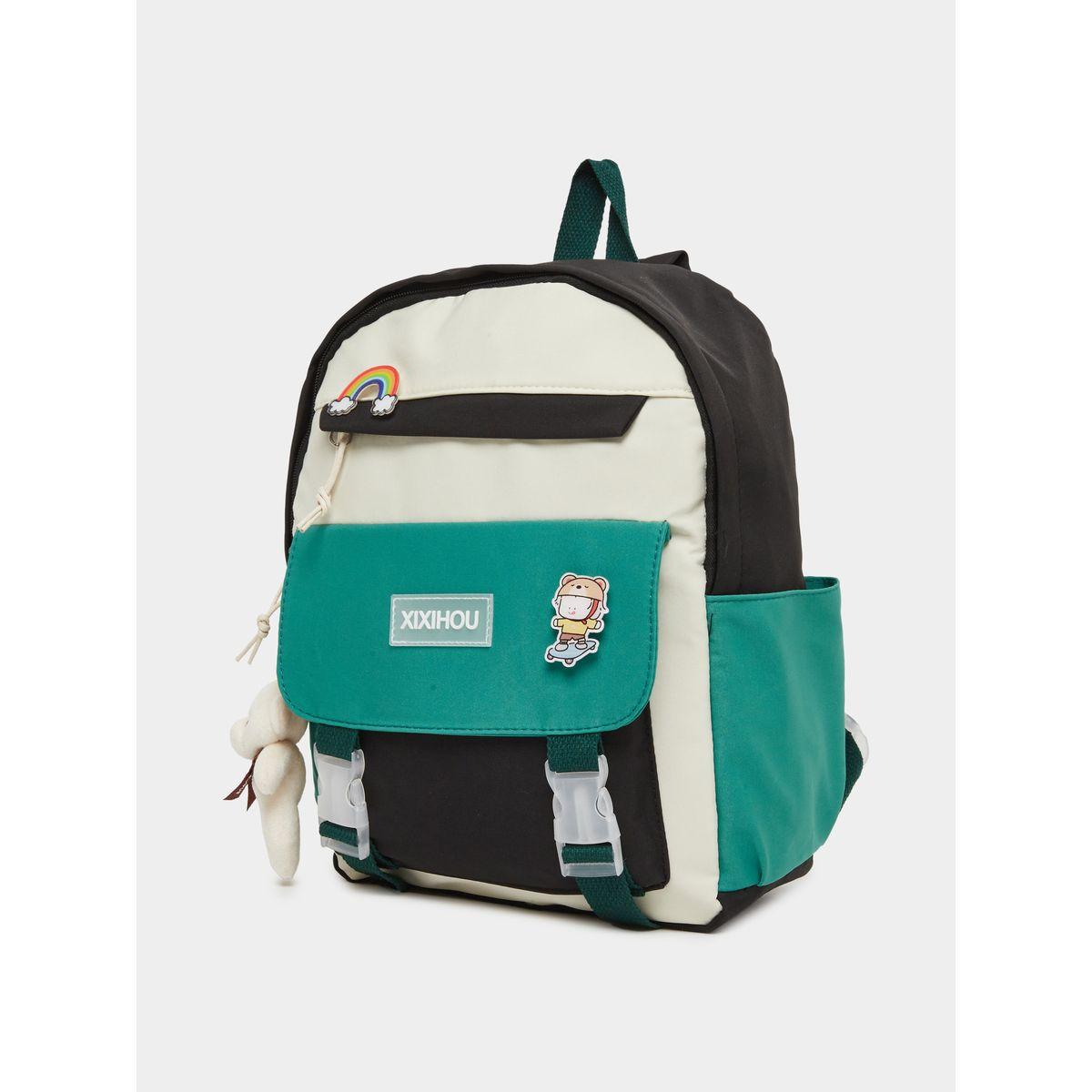 Styli Color Block Backpack with Buckle Strap-school-bagsandbackpacks-backpacks-image-1