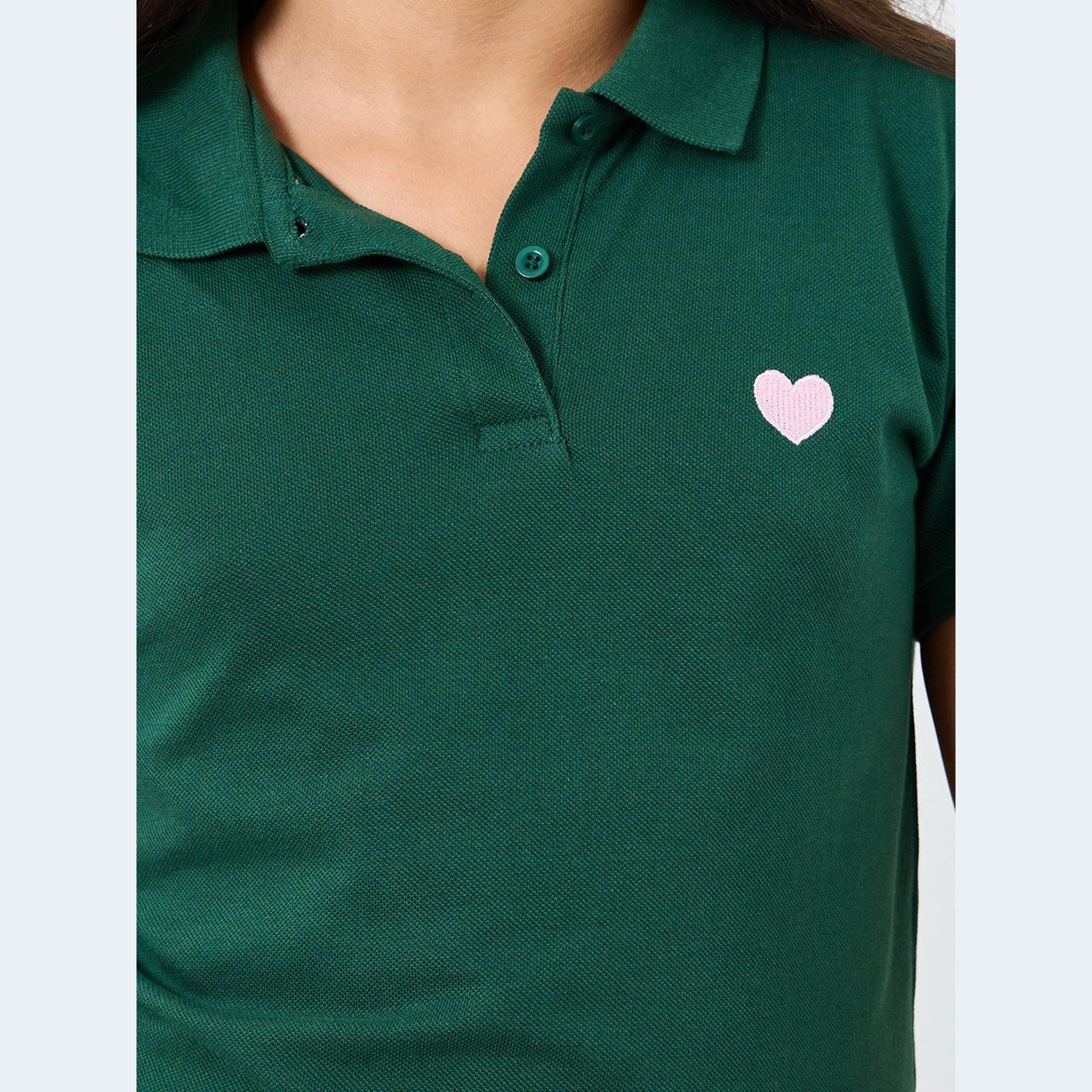 Styli Girls Green Cotton Polo T-Shirt Dress-girls-clothing-dressesandjumpsuits-image-3