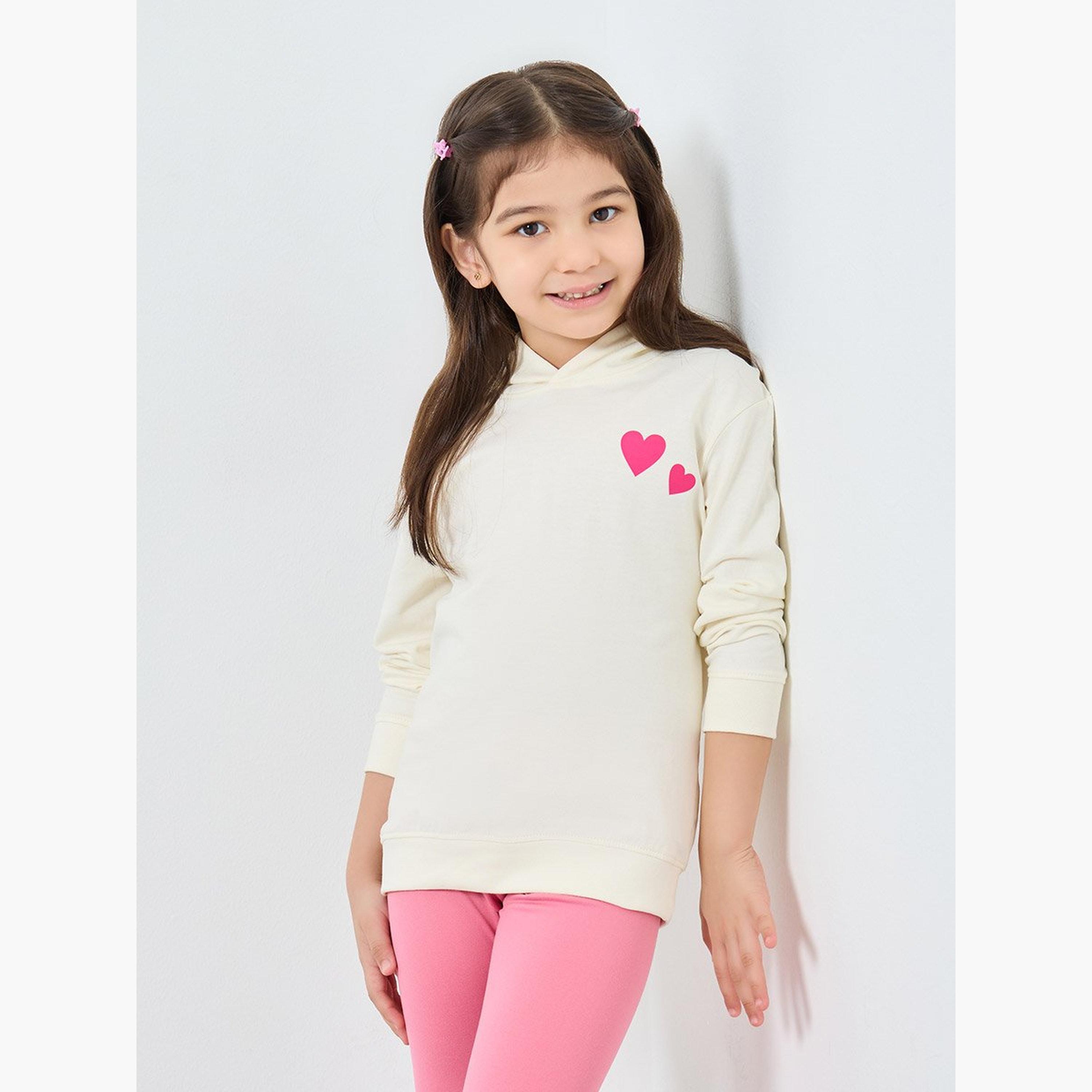 Styli Girls Off White Heart Print Hoodie-girls-clothing-sweatshirts-image-1