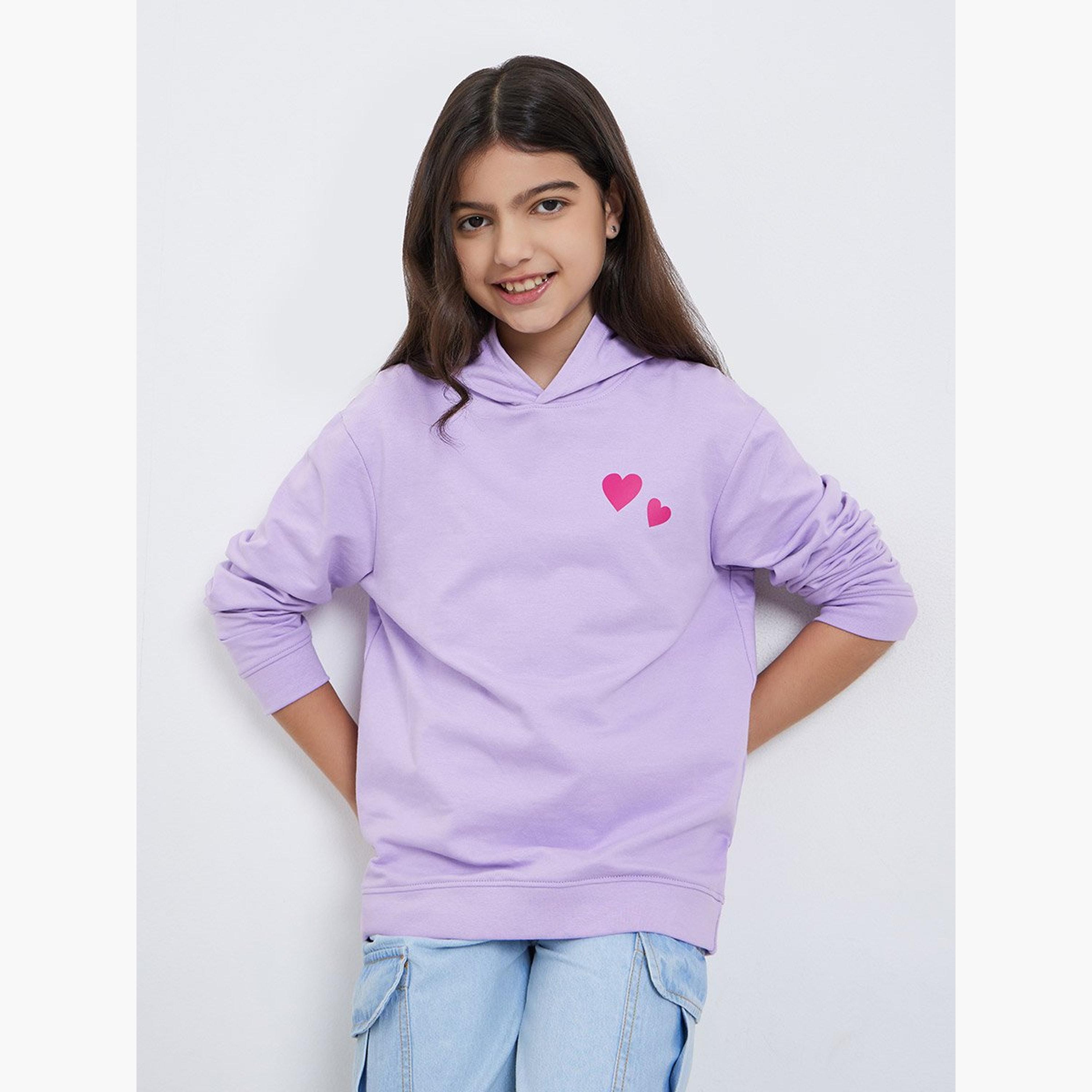 هودي بقصة مريحة وطبعة قلب-girls-clothing-sweatshirts-image-1