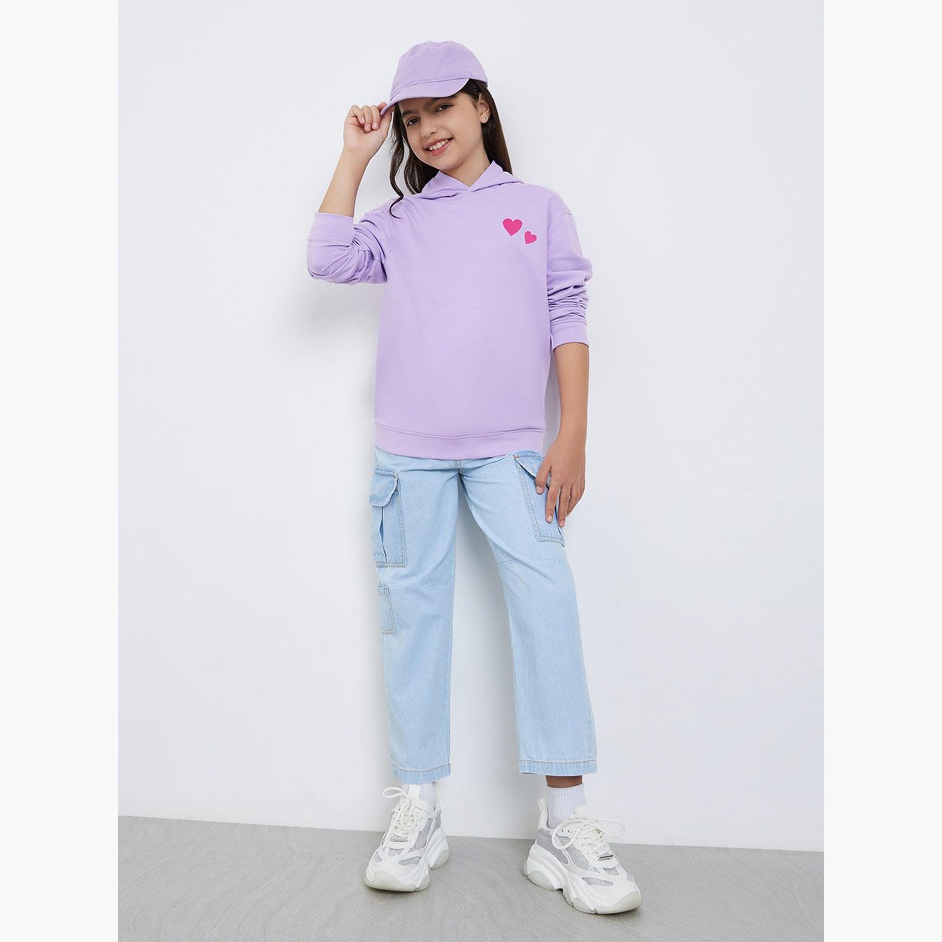 هودي بقصة مريحة وطبعة قلب-girls-clothing-sweatshirts-image-2