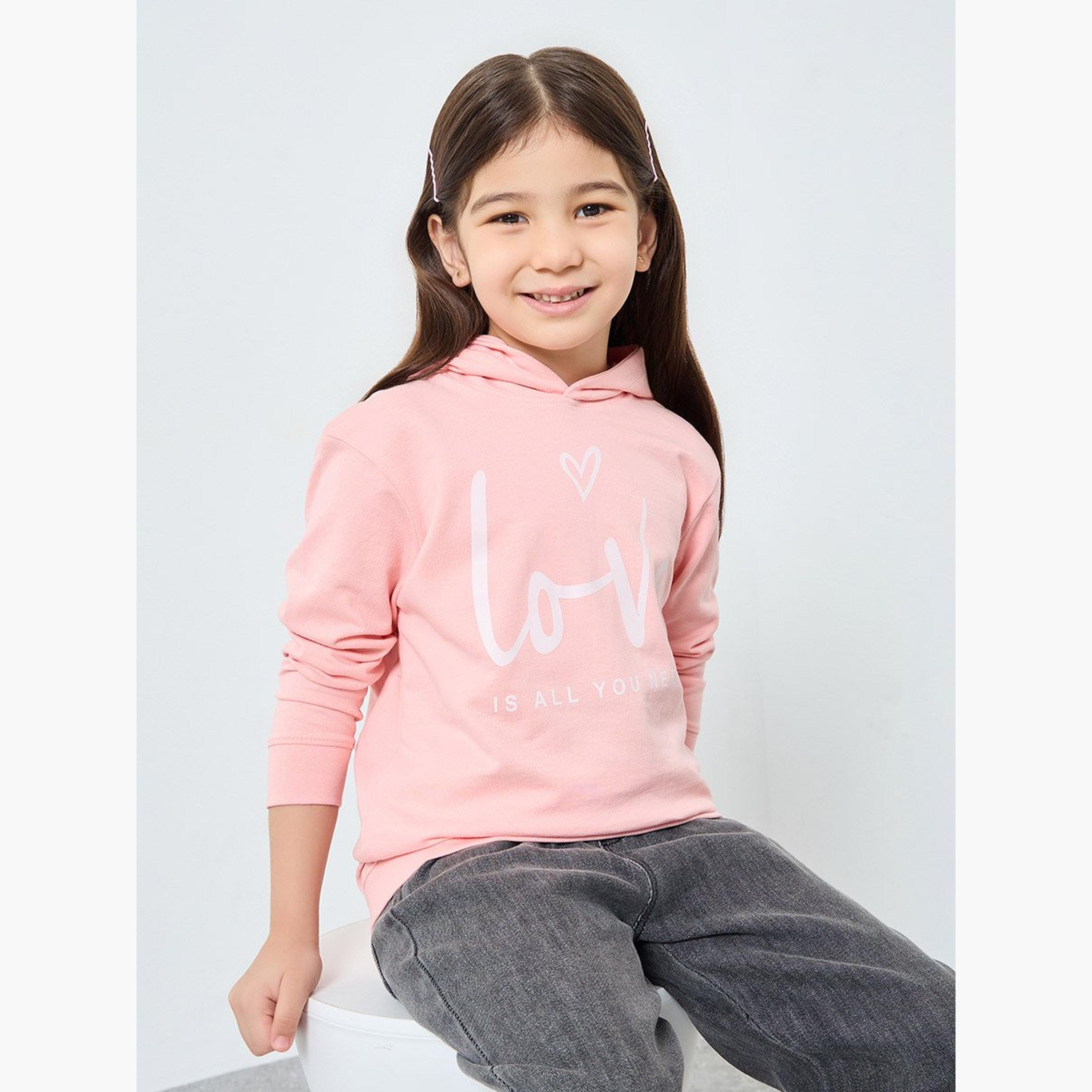 هوردي بقصة مريحة وطبعة جرافيك-girls-clothing-sweatshirts-image-1