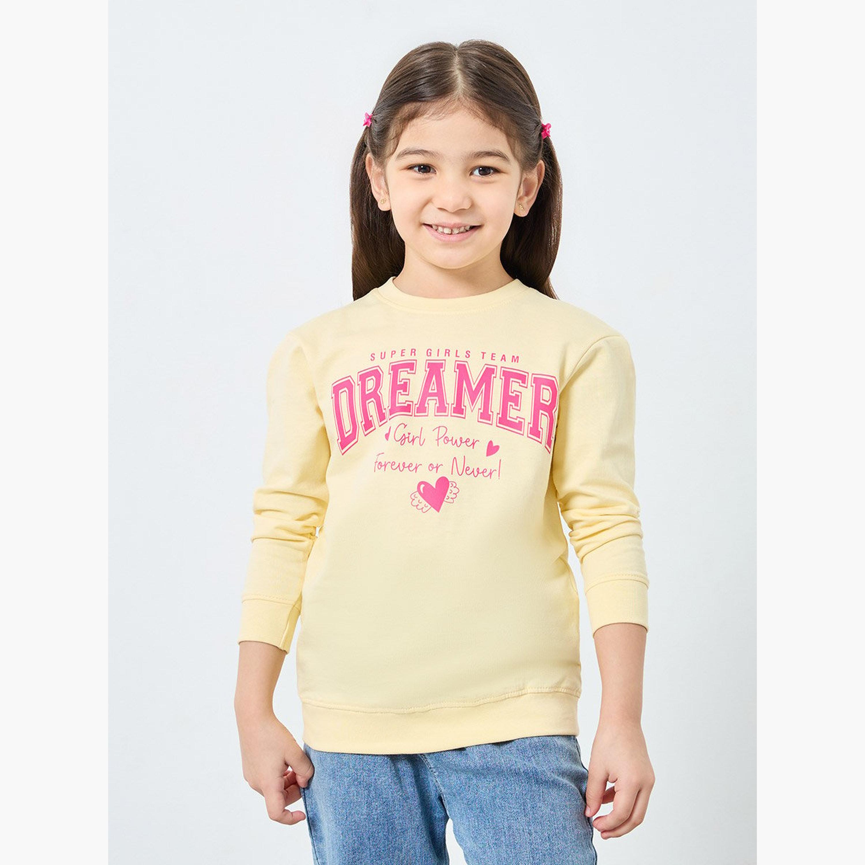 Styli Girls Yellow Dreamer Graphic Sweatshirt-girls-clothing-sweatshirts-image-1