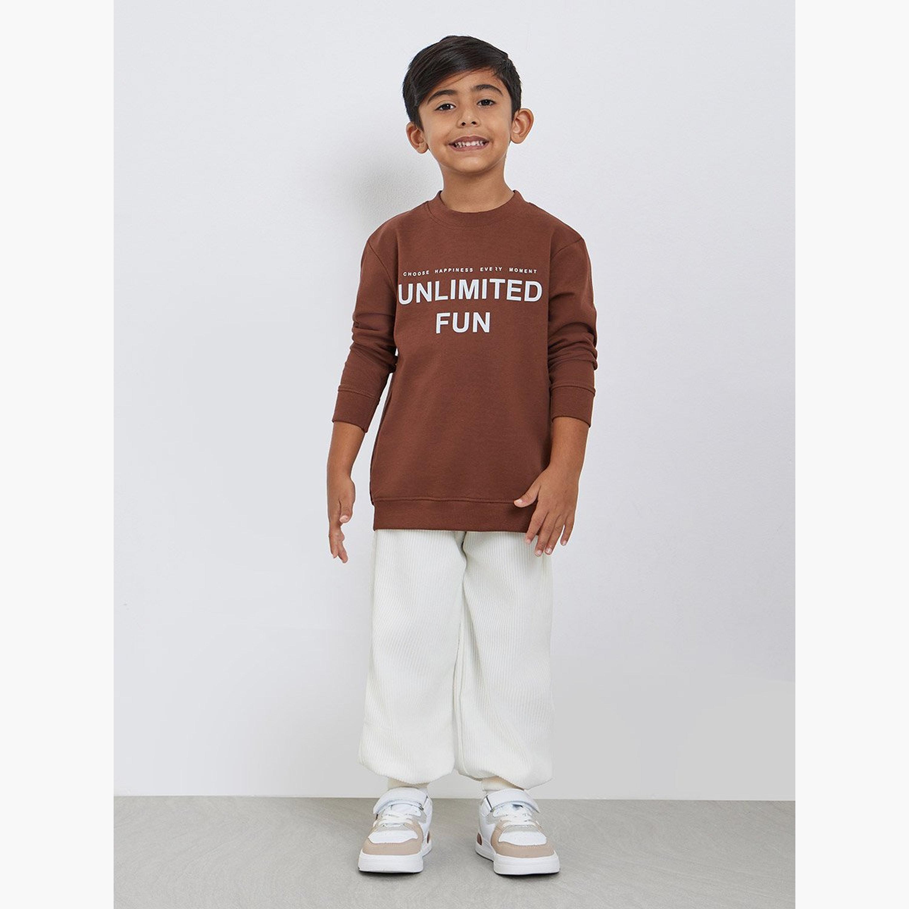 Styli Boys Brown Slogan Sweatshirt-boys-clothing-sweatshirts-image-2