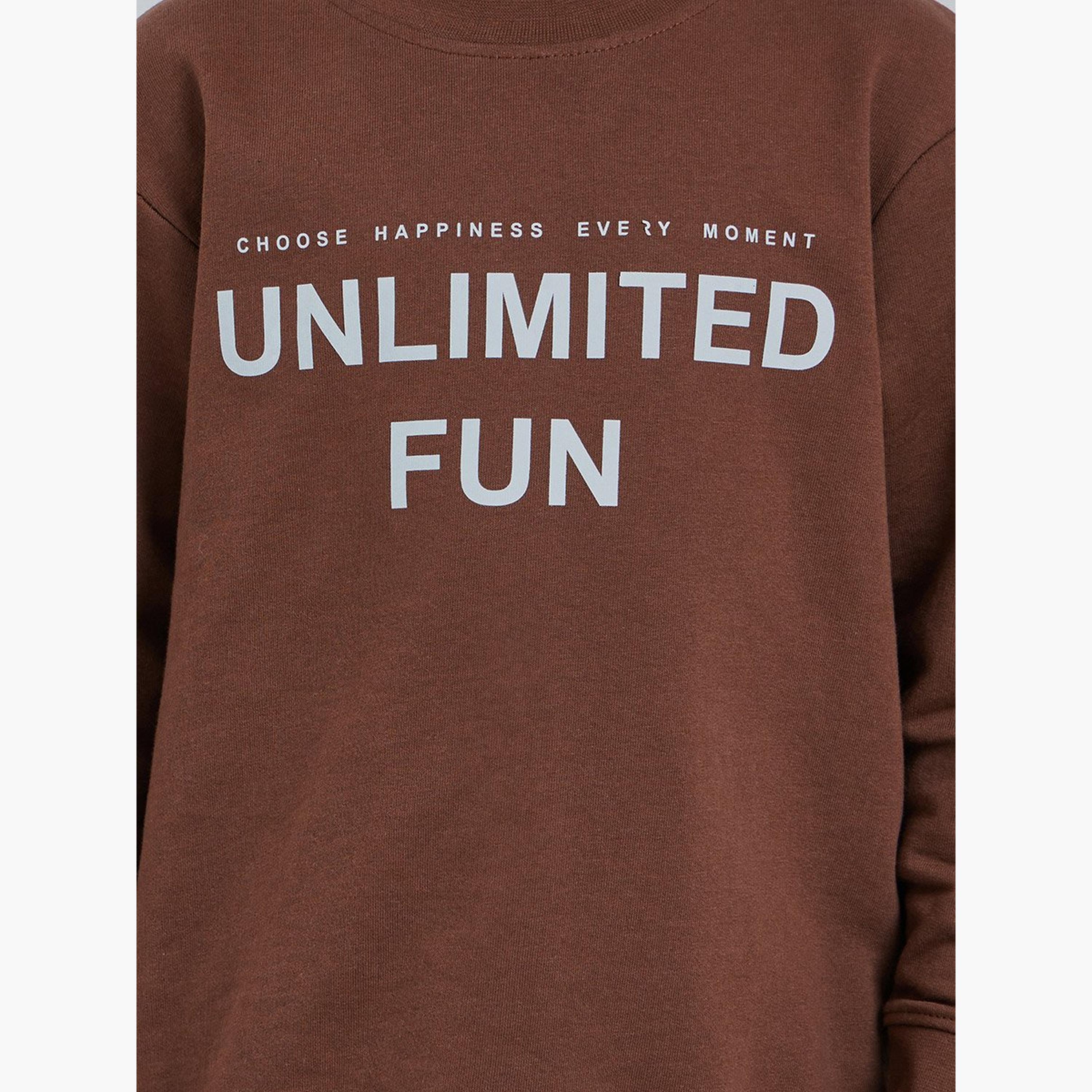 Styli Boys Brown Slogan Sweatshirt-boys-clothing-sweatshirts-image-3