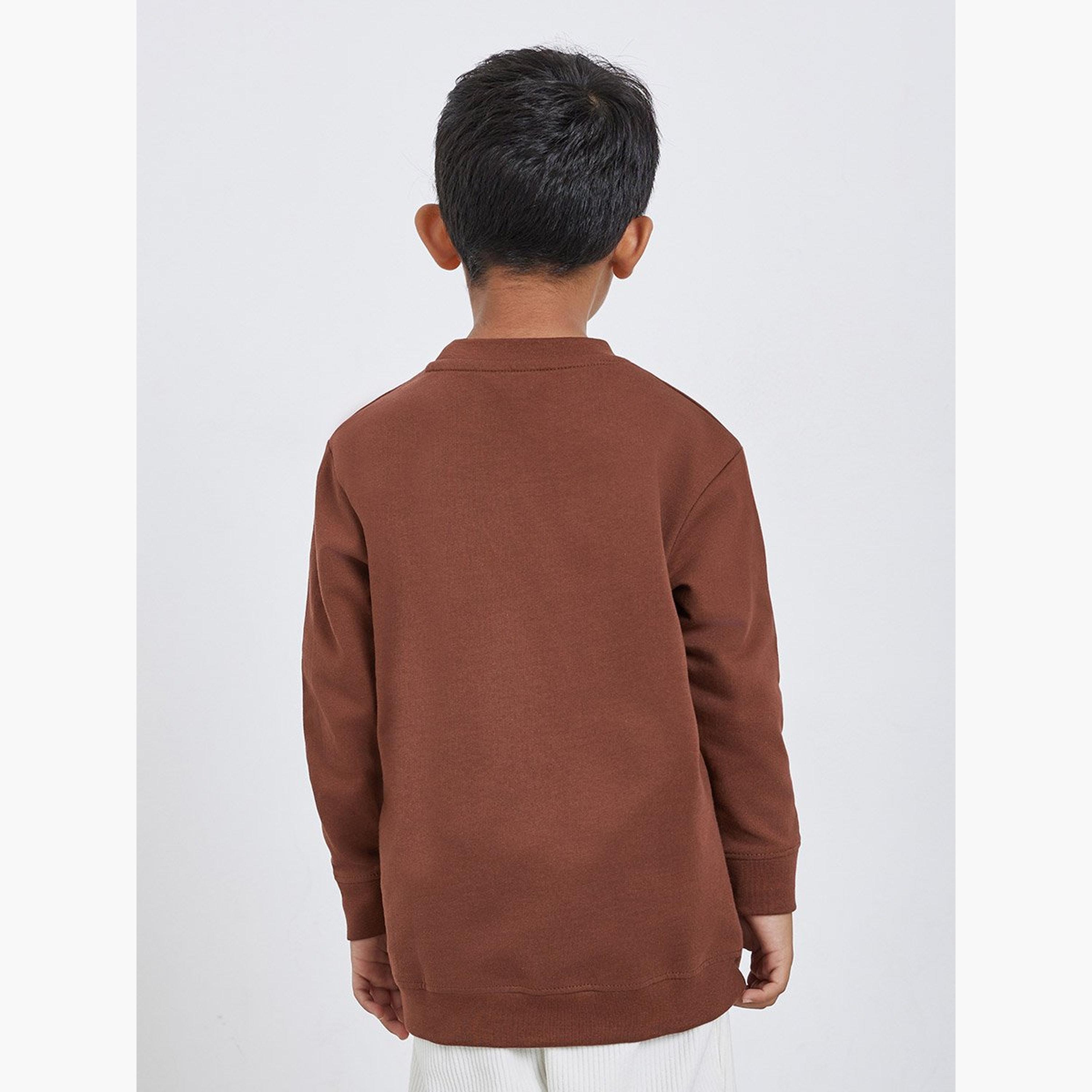 Styli Boys Brown Slogan Sweatshirt-boys-clothing-sweatshirts-image-4