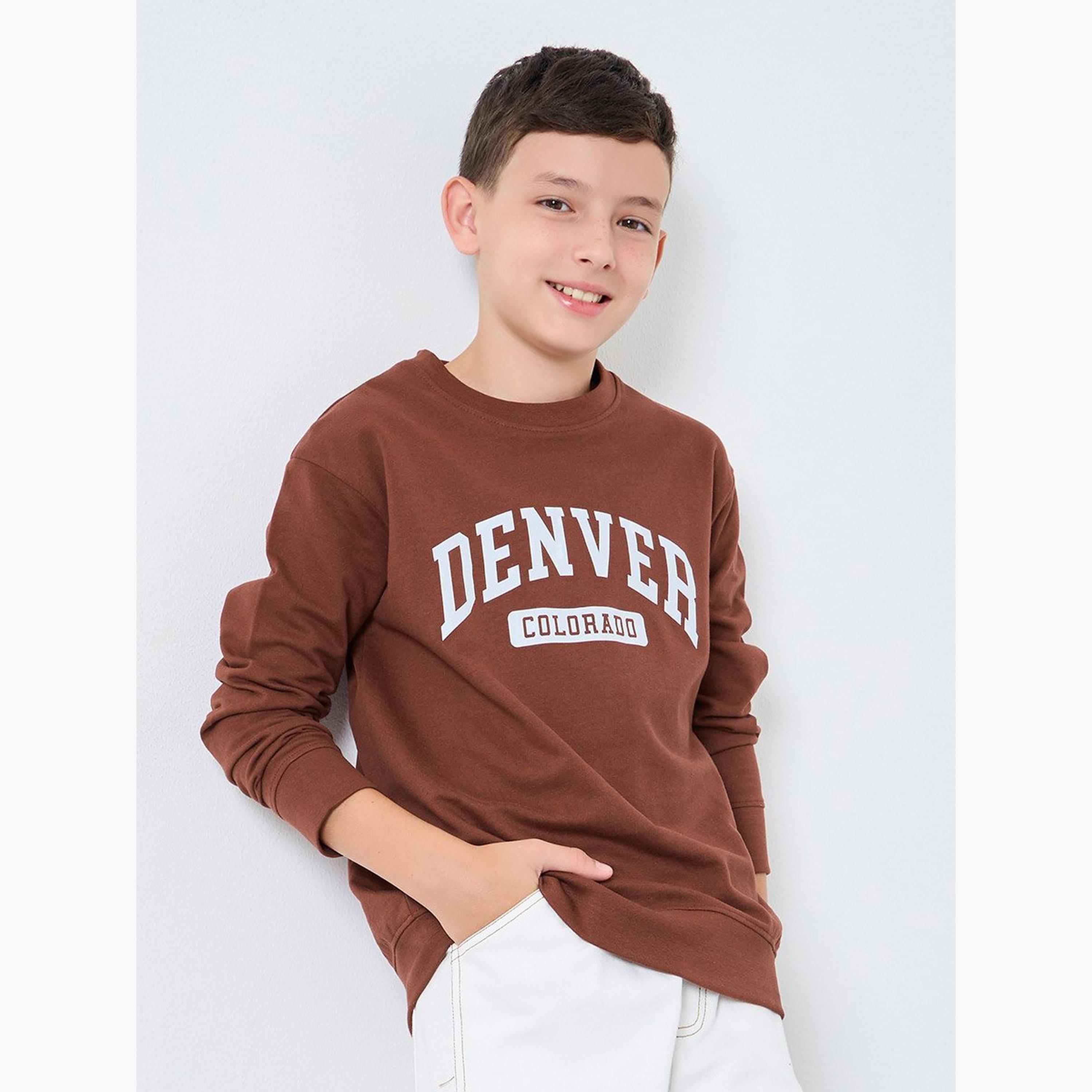 Styli Teen Brown Relaxed Fit Graphic Sweatshirt-boys-clothing-winterwear-sweatshirts-image-1