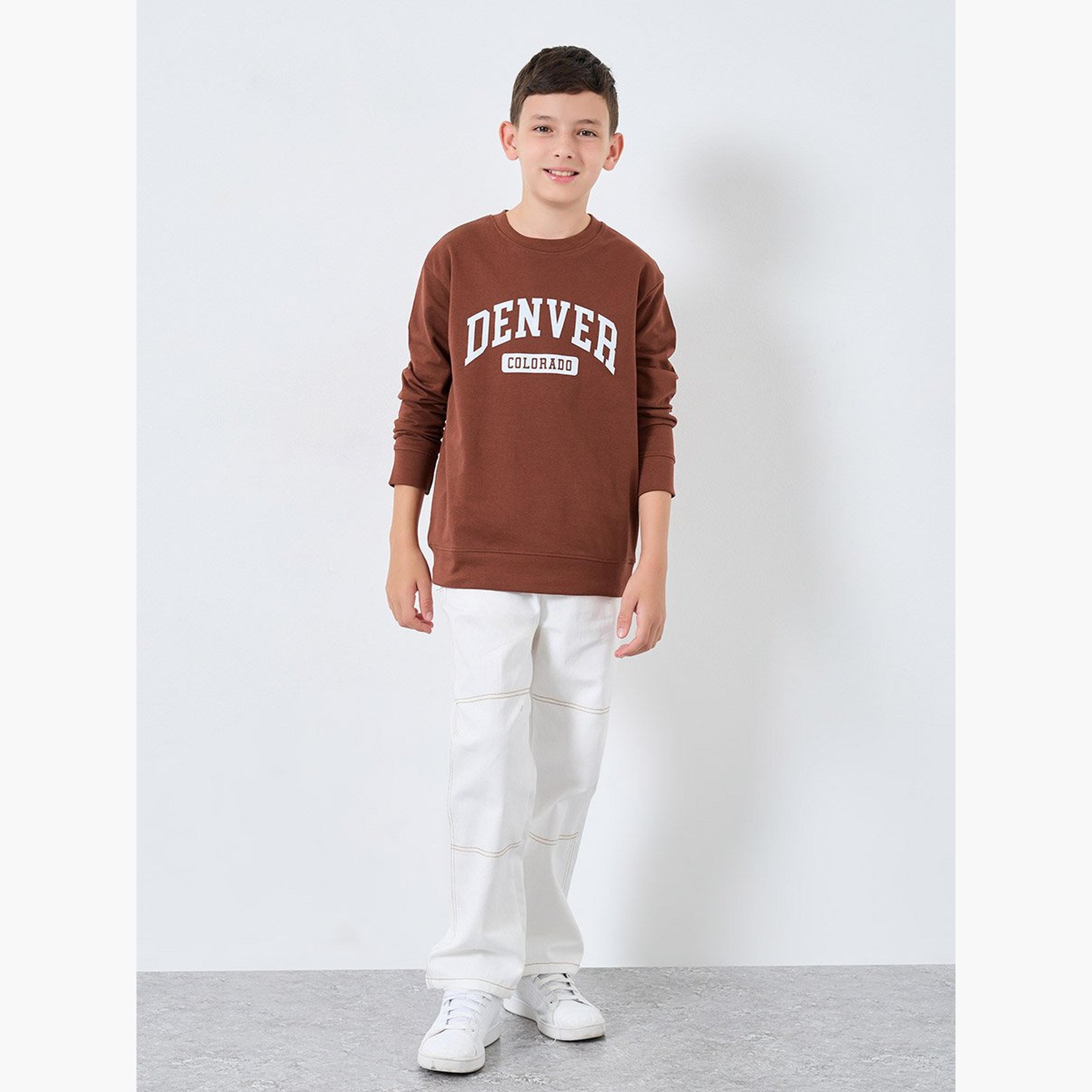 Styli Teen Brown Relaxed Fit Graphic Sweatshirt-boys-clothing-winterwear-sweatshirts-image-2