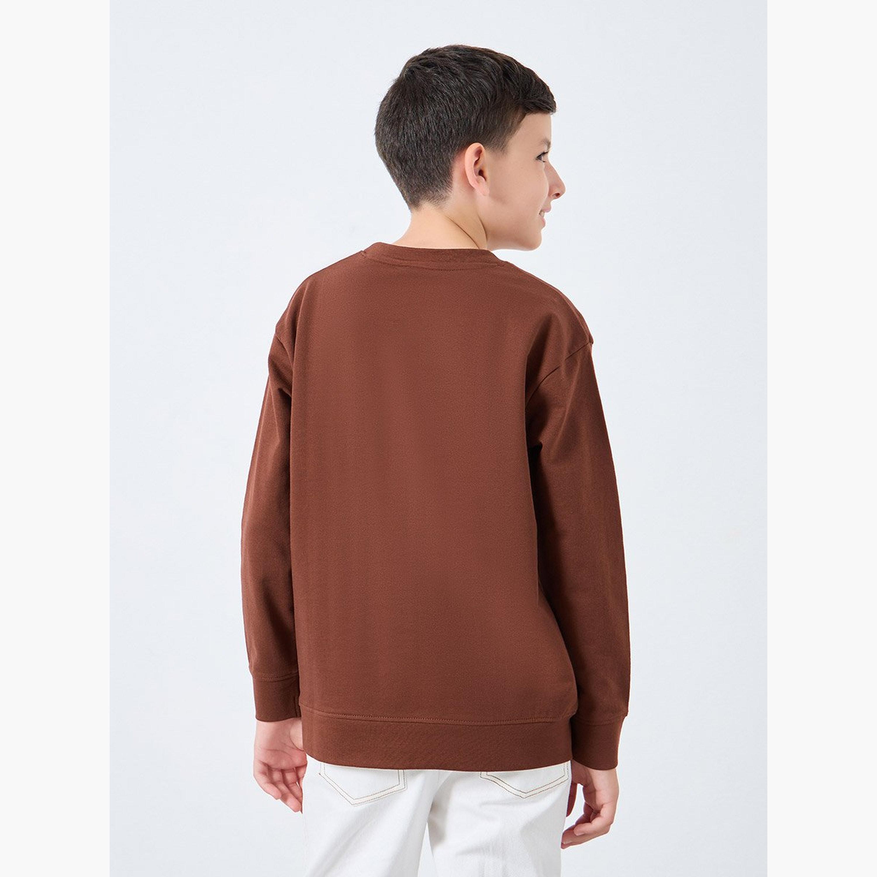 Styli Teen Brown Relaxed Fit Graphic Sweatshirt-boys-clothing-winterwear-sweatshirts-image-4