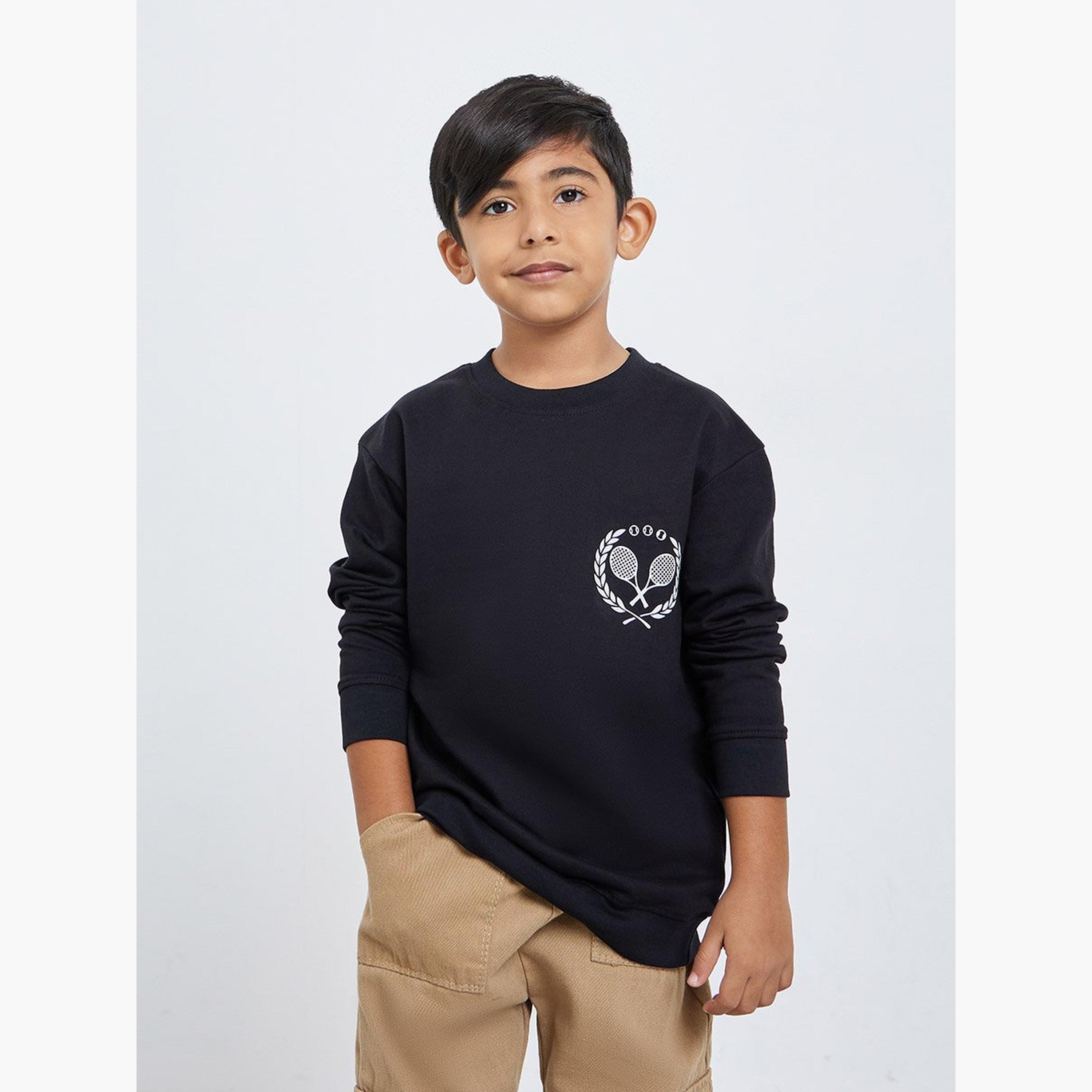 Styli Boys Black Graphic Print Sweatshirt-boys-clothing-sweatshirts-image-1