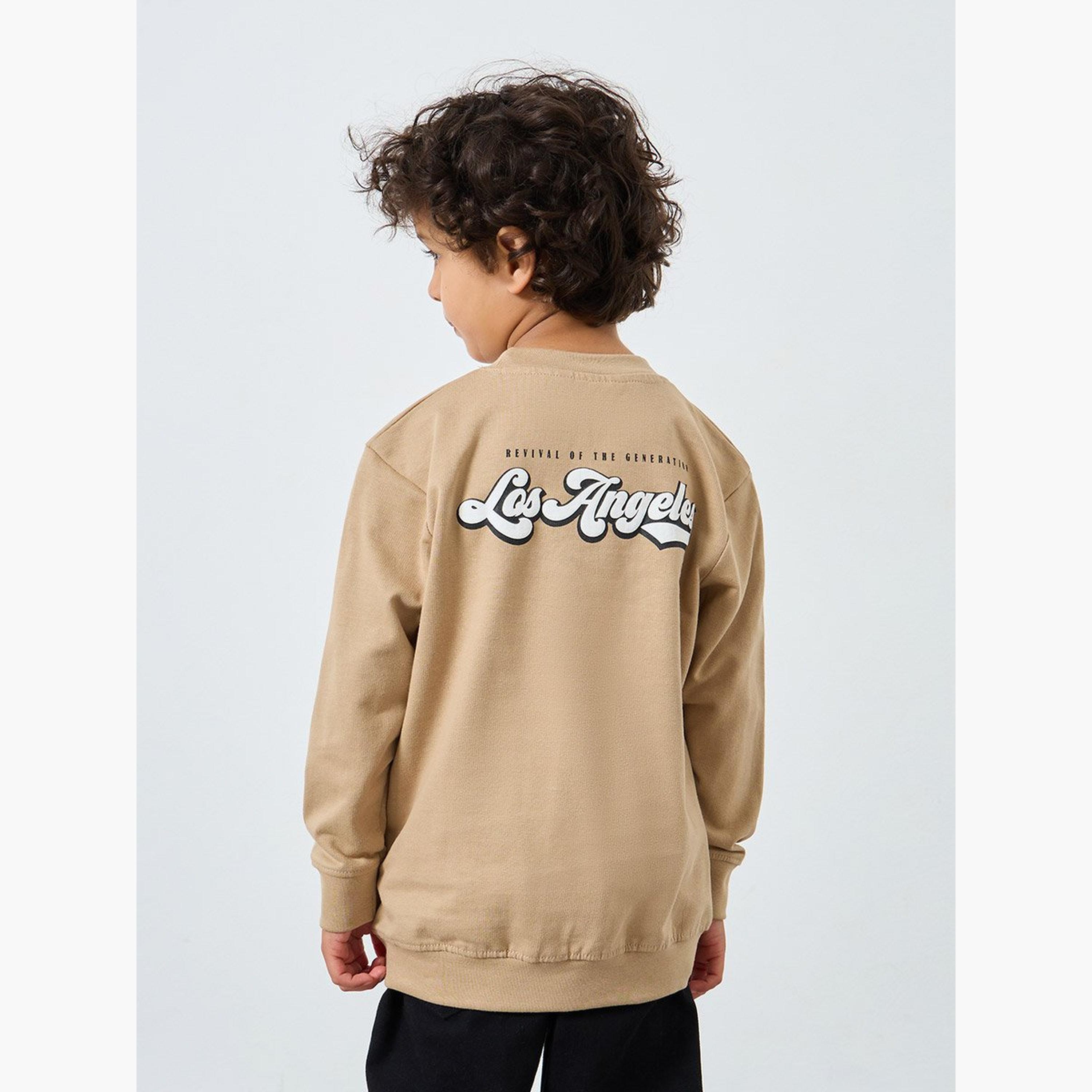 Styli Boys Beige Embossed Graphic Sweatshirt-boys-clothing-sweatshirts-image-4