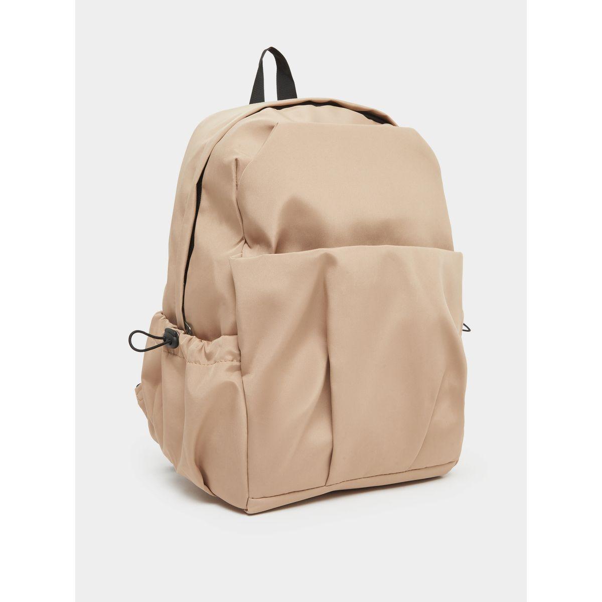 Styli Unisex Beige Backpack with Drawstring Pocket 35x17x42cm-school-bagsandbackpacks-backpacks-image-1