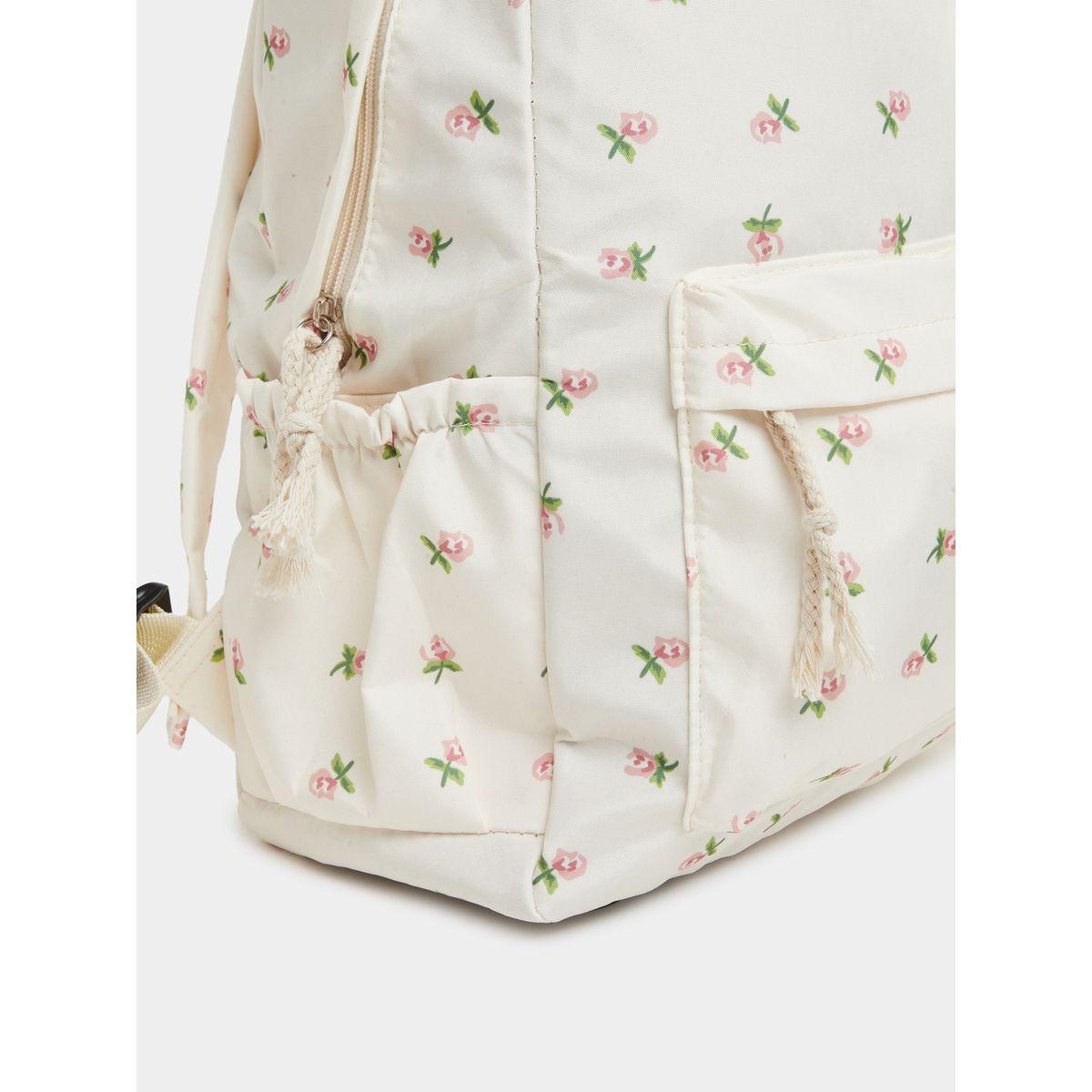 شنطة ظهر بطبعة زهور مع تفاصيل جيوب 32*13*41 سم-school-bagsandbackpacks-backpacks-image-3