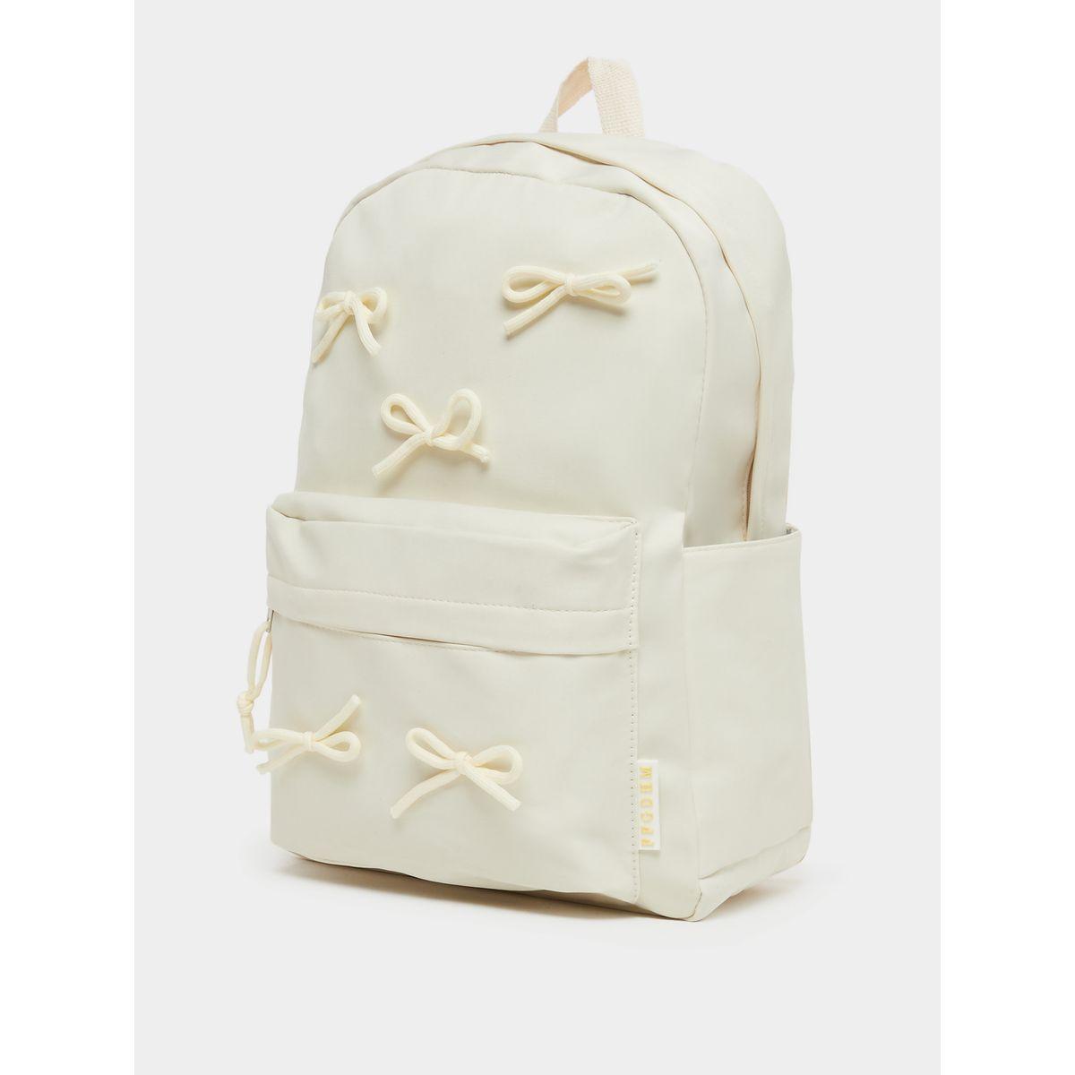 Styli Girls Beige Bow Accent Backpack 30x10x40cm-school-bagsandbackpacks-backpacks-image-1