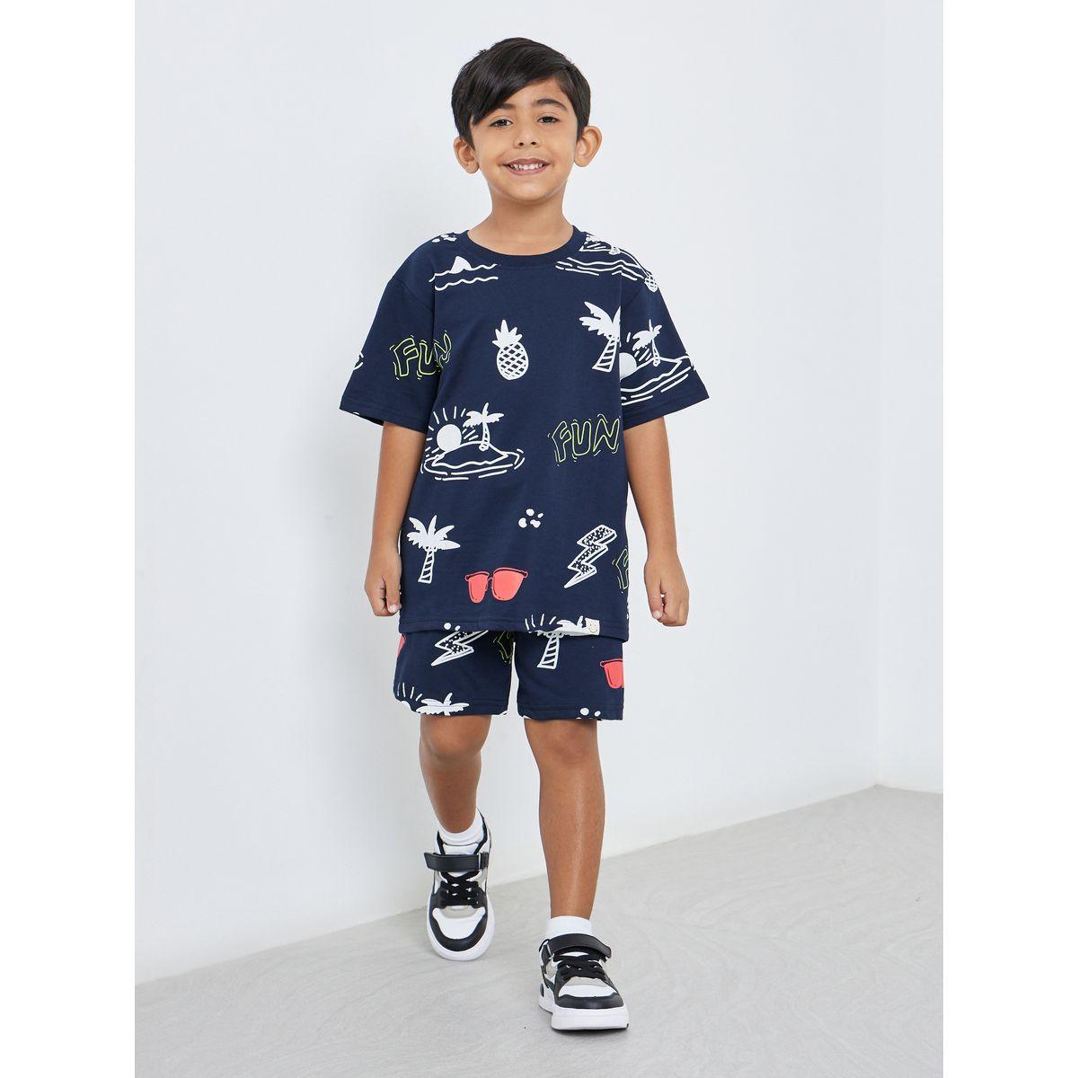 طقم منسق من شورت وتيشيرت مُطبغ-boys-clothing-setsandcoords-image-3
