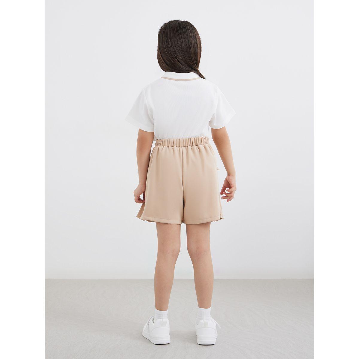 Styli Plain Polo T-Shirt and Pleated Skirt Set-girls-clothing-setsandcoords-image-4