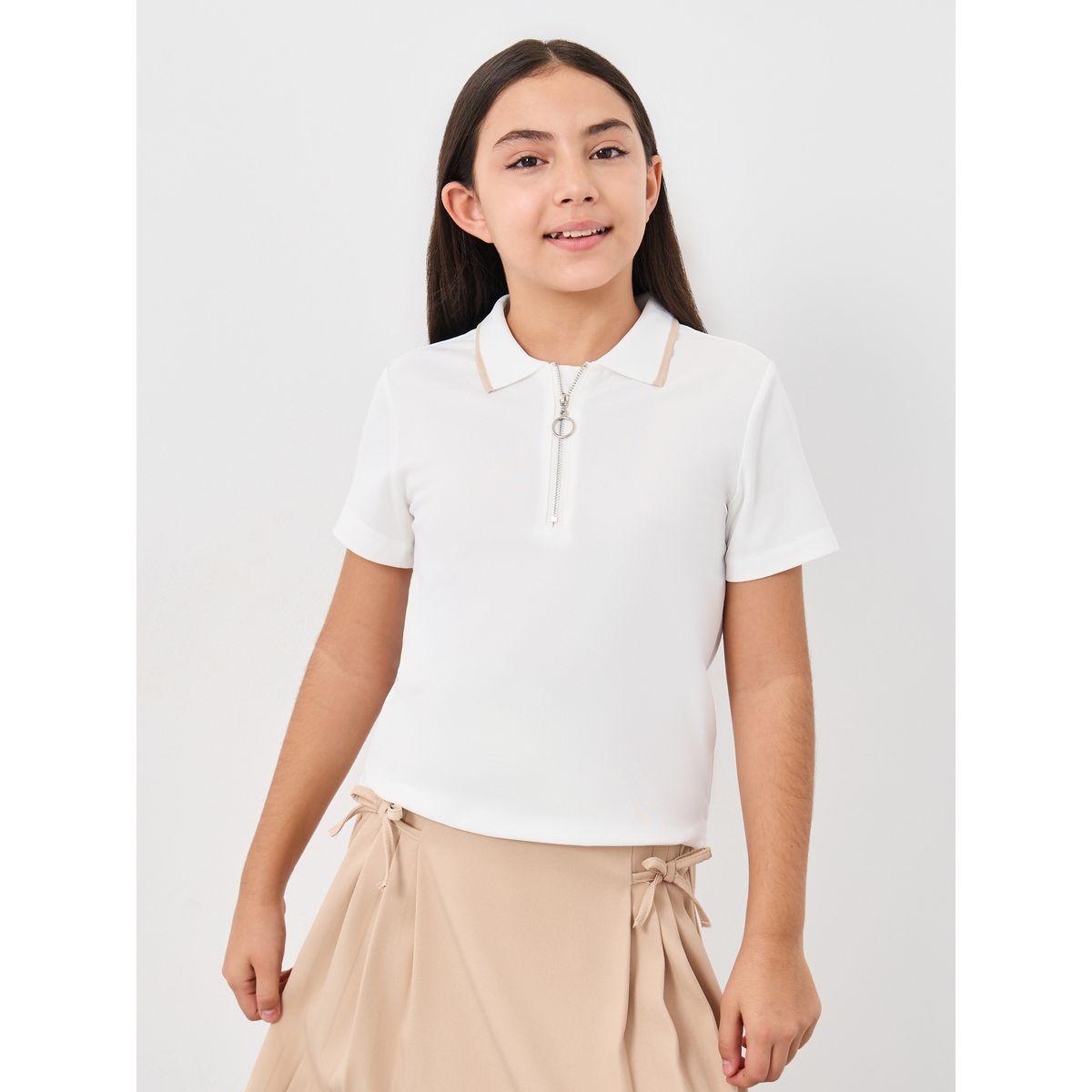 Styli Plain Polo T-Shirt and Pleated Skirt Set-girls-clothing-setsandcoords-image-2