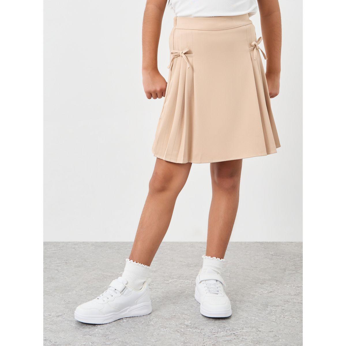 Styli Plain Polo T-Shirt and Pleated Skirt Set-girls-clothing-setsandcoords-image-4