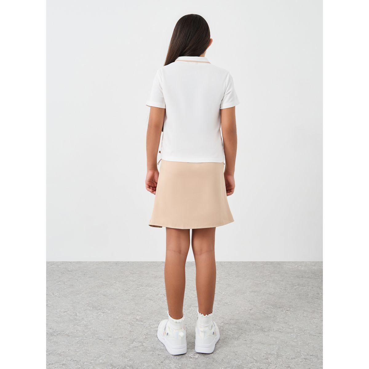 Styli Plain Polo T-Shirt and Pleated Skirt Set-girls-clothing-setsandcoords-image-5