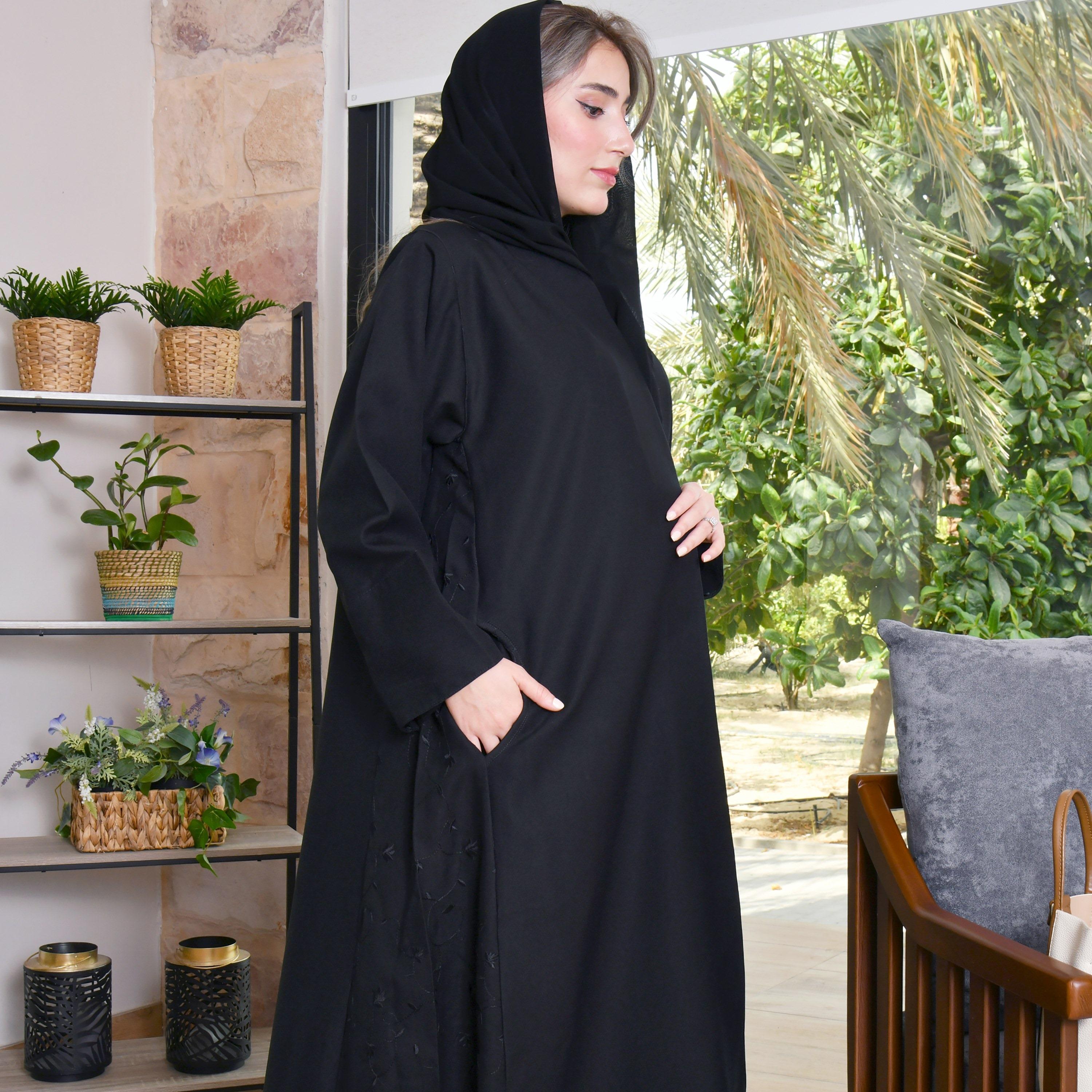 Hawraa Embroidered Abaya with Hijab-women-arabicclothing-abayas-image-3