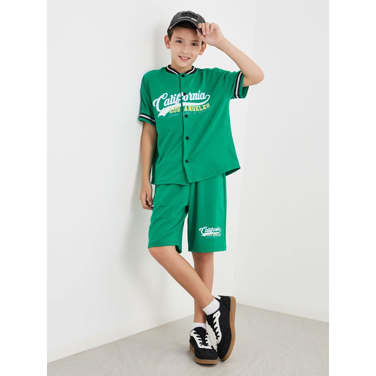 Styli Boys Green Graphic Print T-Shirt and Shorts Set-boys-clothing-setsandcoords-image-1